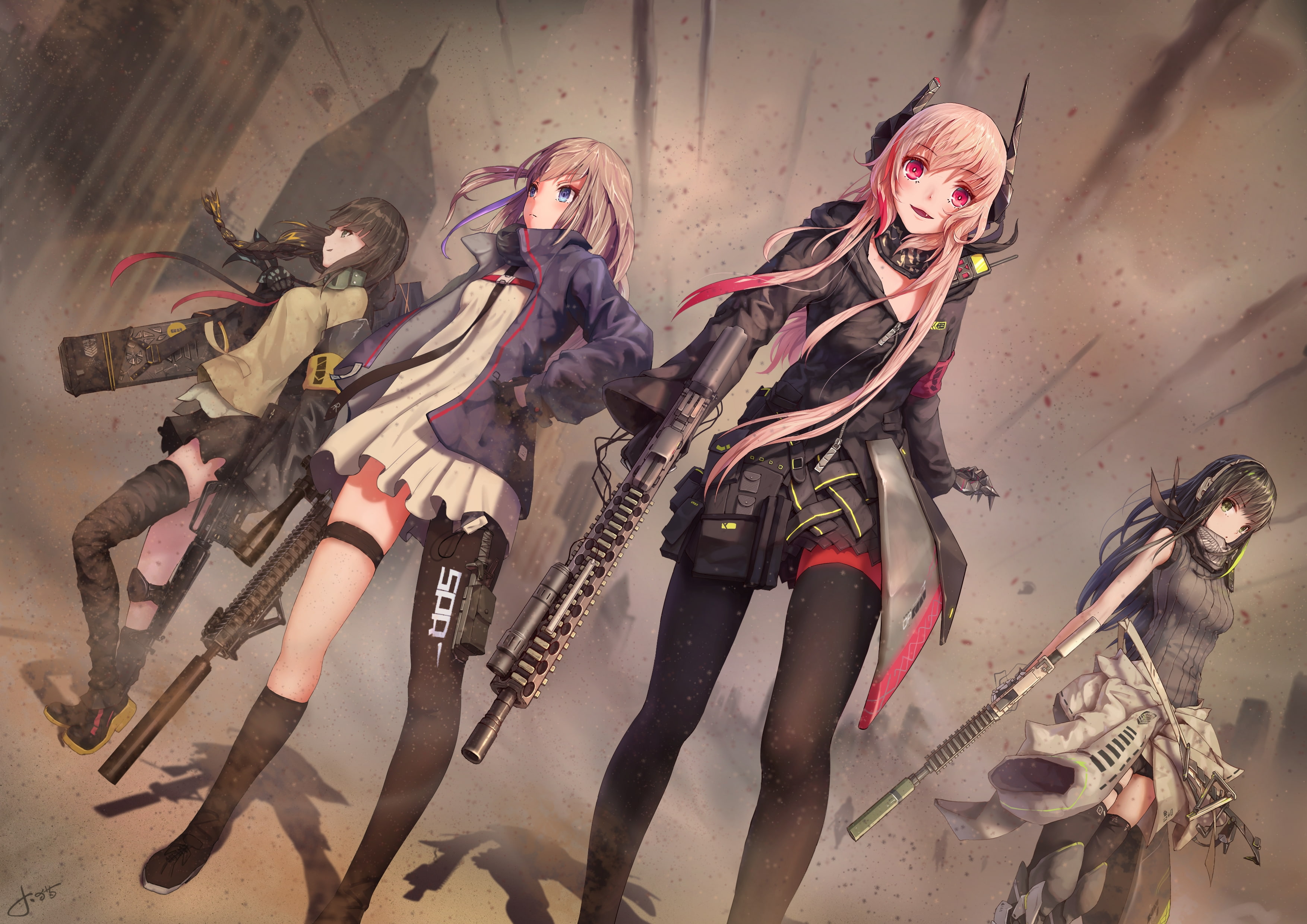 girls, Anime, 2K, m4a1, m16a1, anime style games, girls frontline, HD Wallpaper