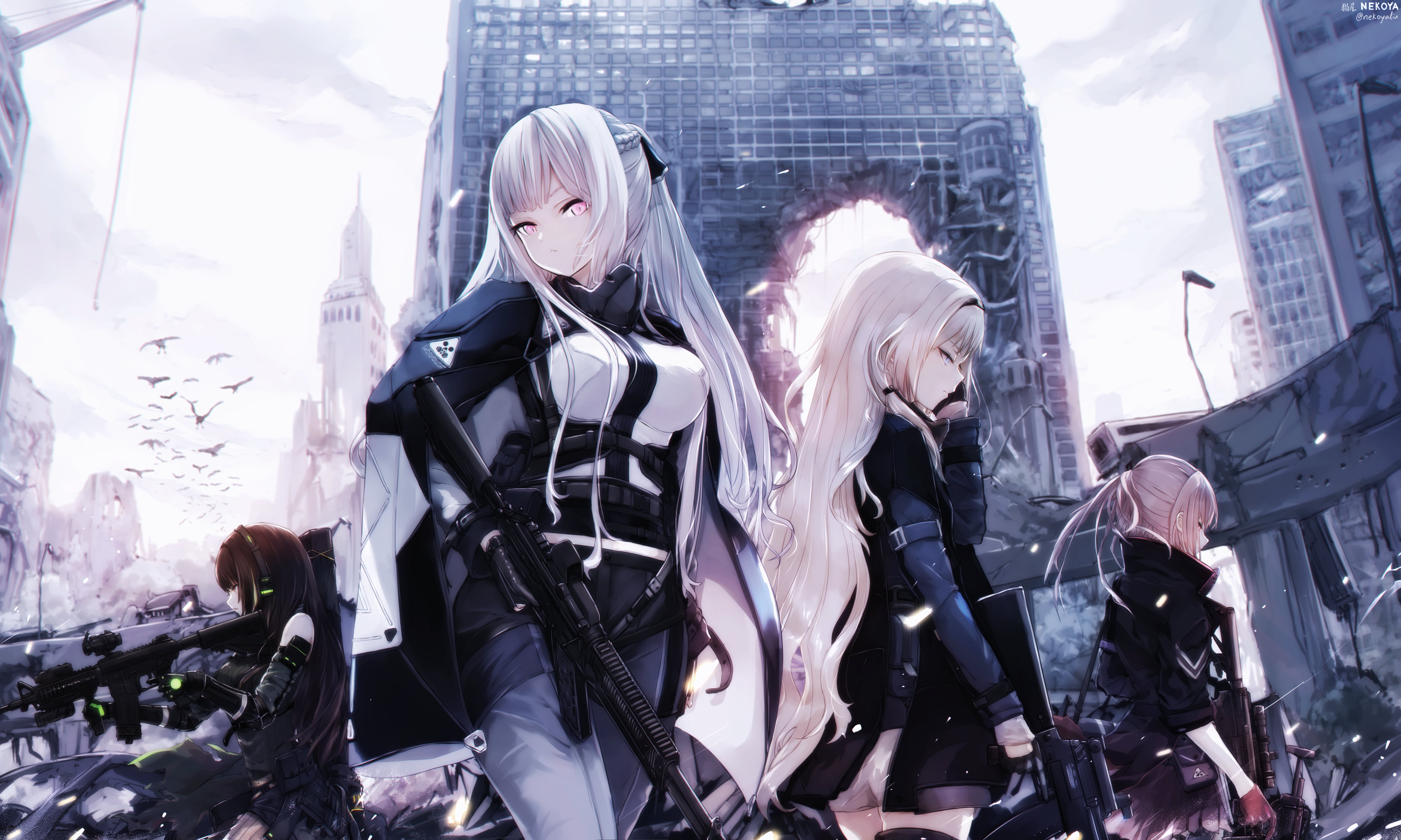 anime, AK-12 (Girls Frontline), Girls Frontline, ST AR-15 (Girls Frontline), 4K, m4a1 (girls frontline), anime girls, AN-94 (Girls Frontline), dyolf, HD Wallpaper