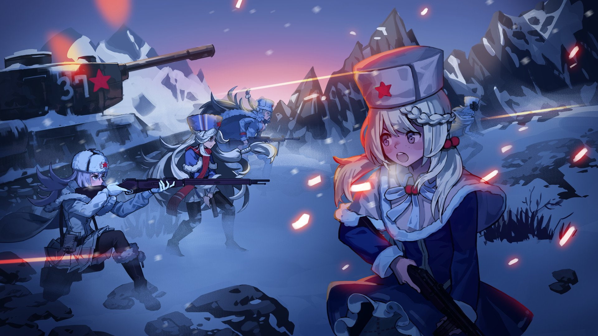 night, city, Girls Frontline, animal wildlife, animals in the wild, Mosin Nagant (Girls Frontline), people, 1080P, event, outdoors, Video Game, water, HD Wallpaper