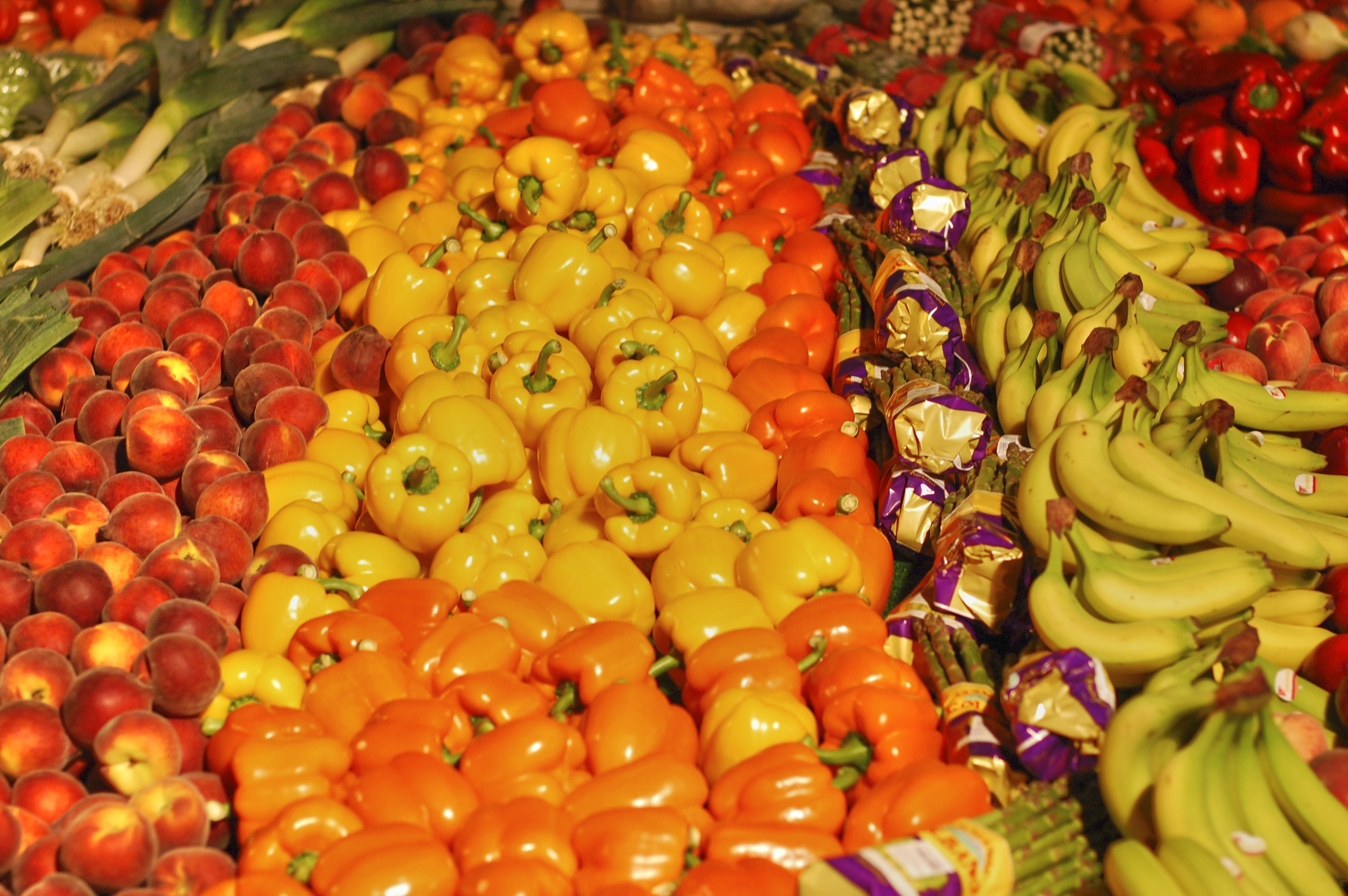 for sale, no people, fruit, large group of objects, choice, healthy eating, vegetables, red, backgrounds, retail display, mix fruit, yellow, variation, HD Wallpaper