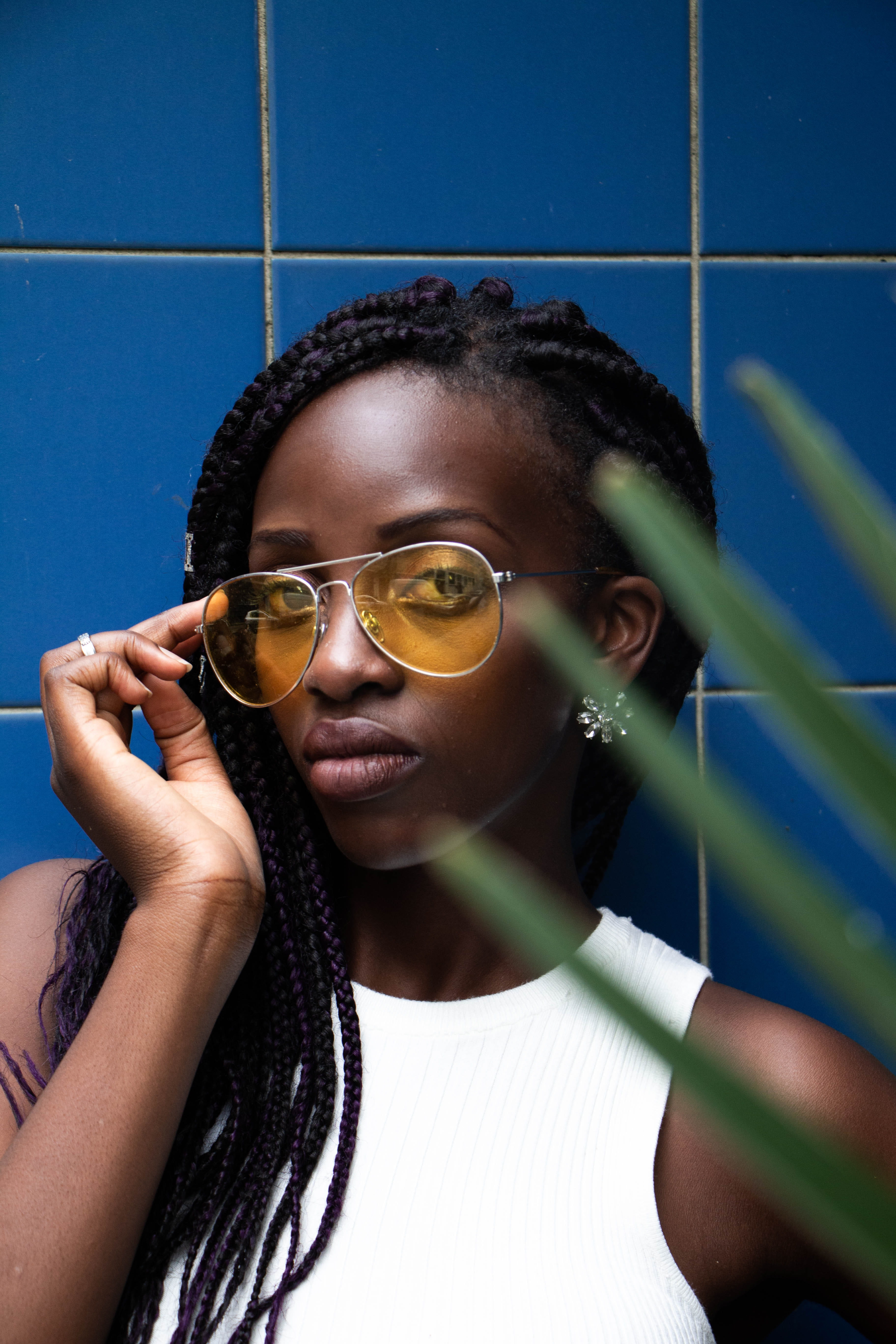 portrait, women, parisian, one person, hand, real people, fashion, sunglasses, young adult, 5K, since, braids, headshot, beautiful woman, front view, look, Phone HD Wallpaper