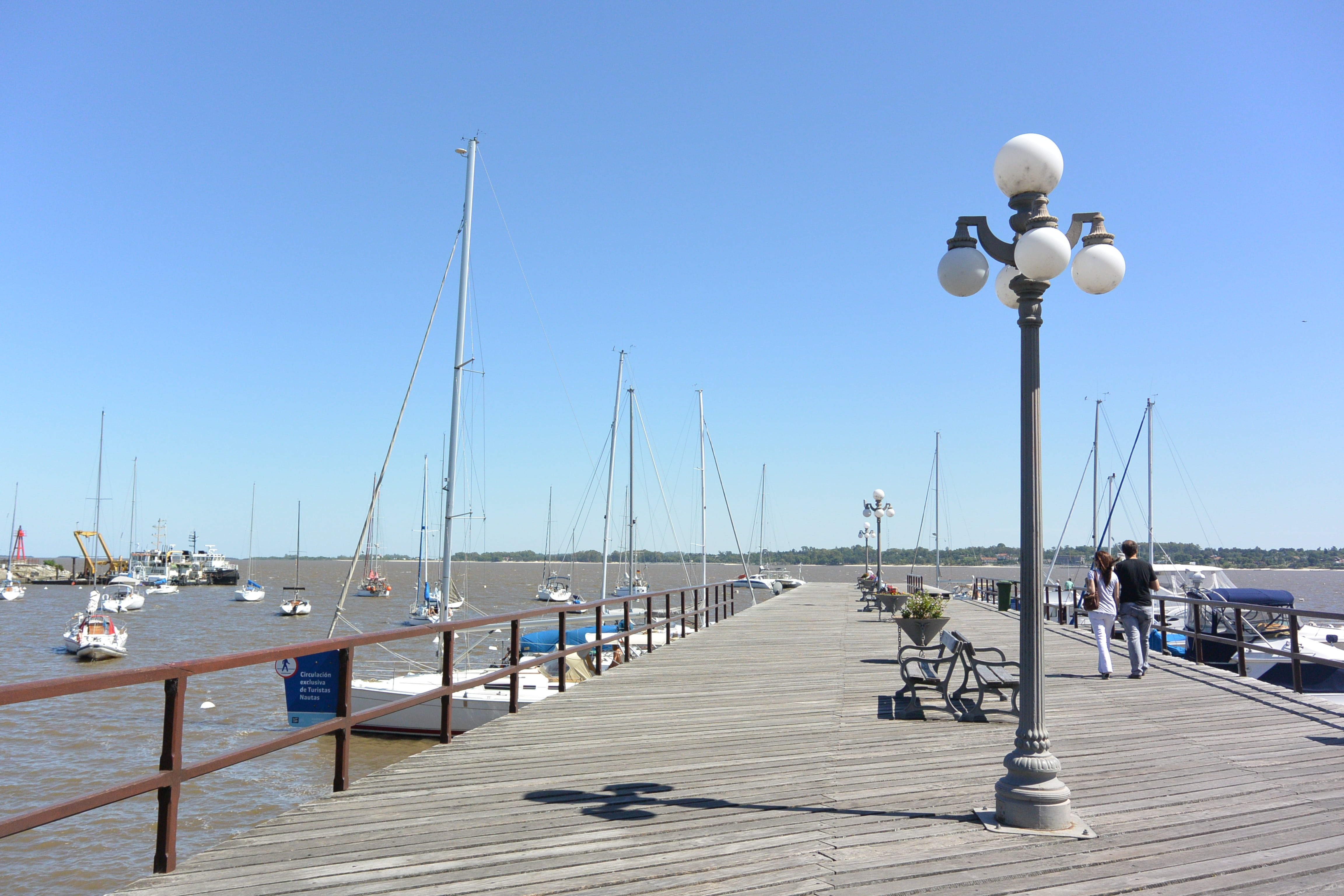 outdoors, boats, clear sky, lanterns, footpath, cologne, street light, day, fishing, architecture, summer, sea, uruguay, transportation, street, boat, landscape, HD Wallpaper