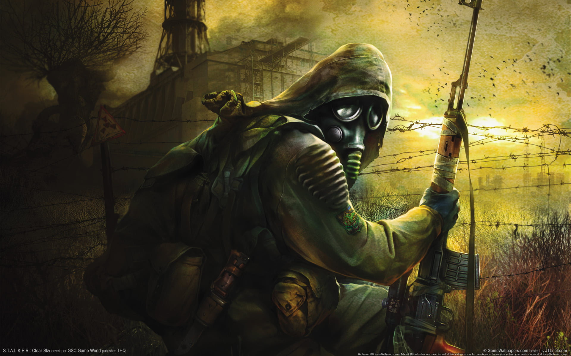 pollution, horror, mask, Stalker, creativity, toxic Substance, the gun, people, men, hydrogen Bomb, real people, exploding, hell, clear sky, sculpture, HD Wallpaper
