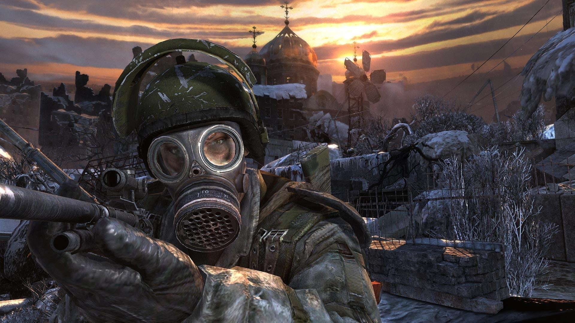 protective Mask - Workwear, armed Forces, disaster, adult, sunset, protection, sky, face, 1080P, gas, hydrogen Bomb, weapon, smoke - Physical Structure, HD Wallpaper