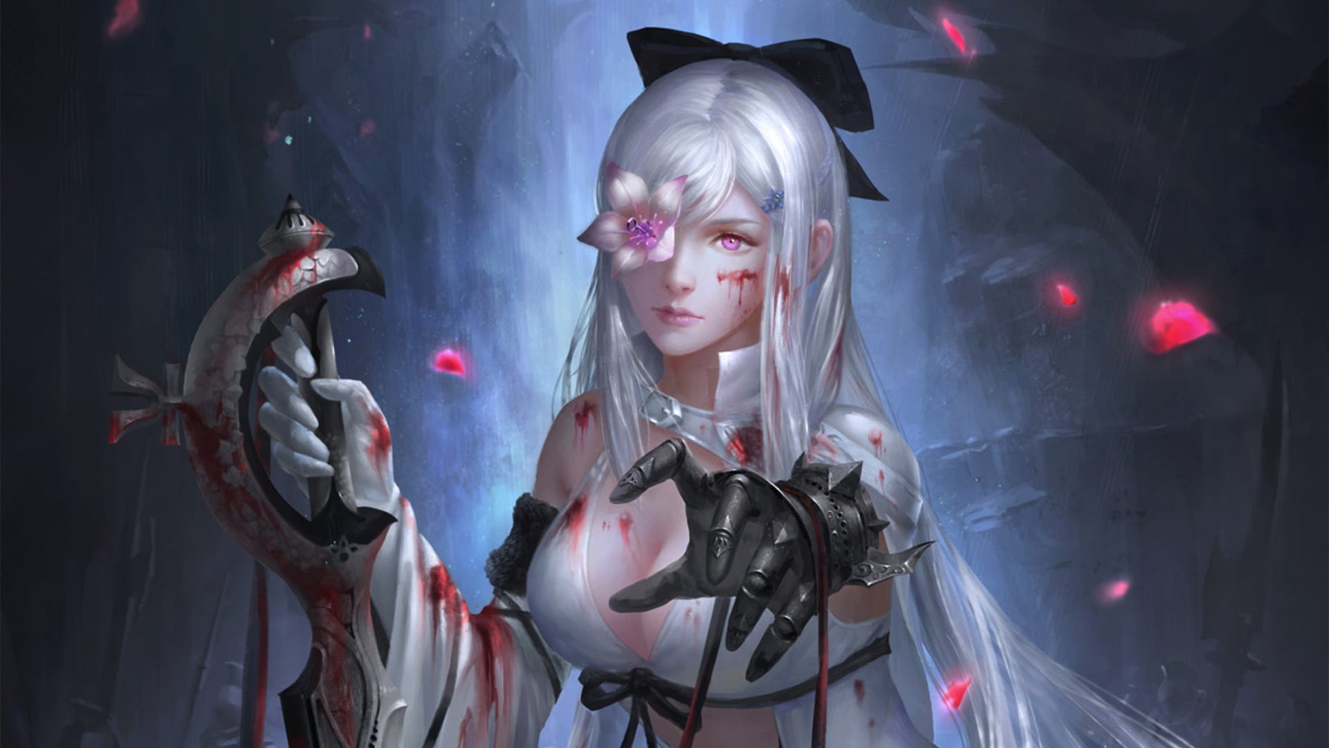 silver hair, Zero, digital, waist up, clothing, fashion, beauty, looking at camera, young women, weapon, women, one person, young adult, real people, HD Wallpaper