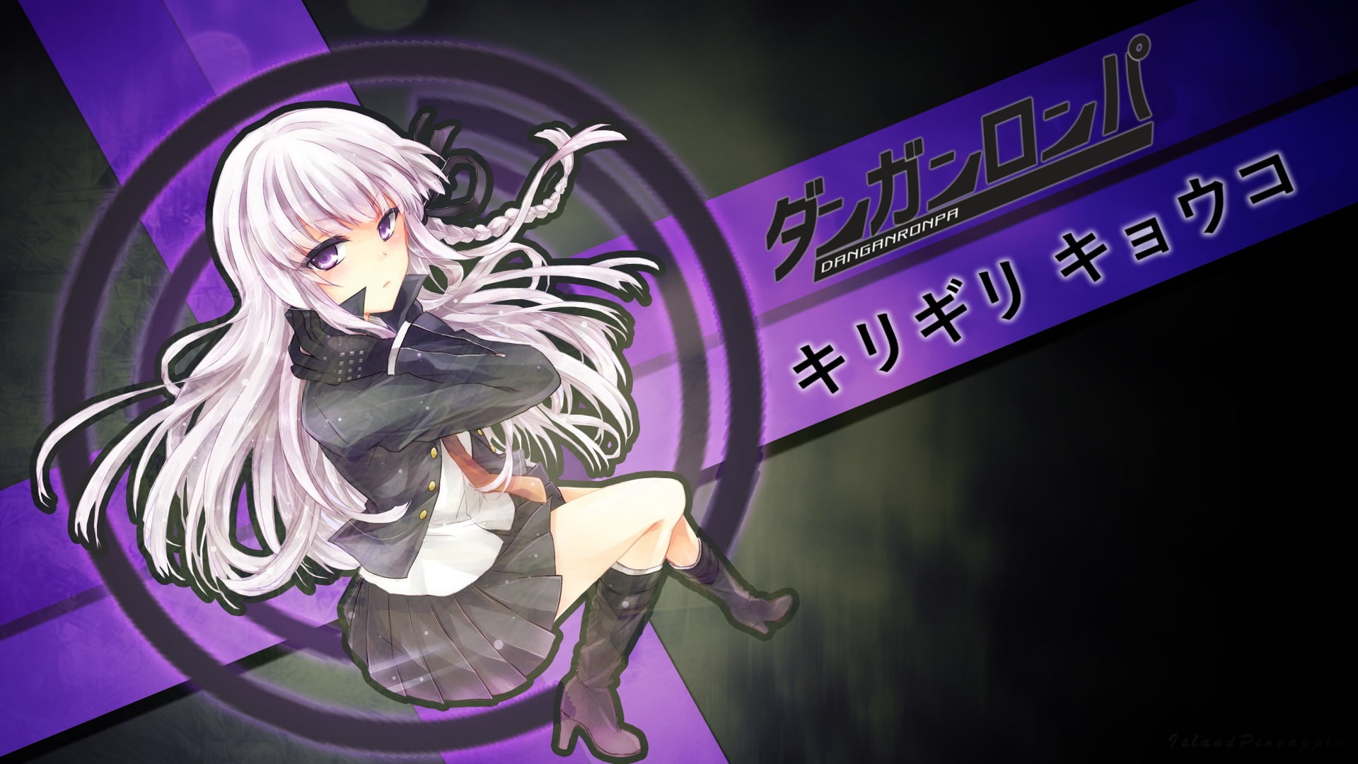 portrait, smiling, night, waist up, Kirigiri Kyouko, women, lifestyles, anime girls, hair, blond hair, females, one person, text, Danganronpa, 1080P, real people, HD Wallpaper