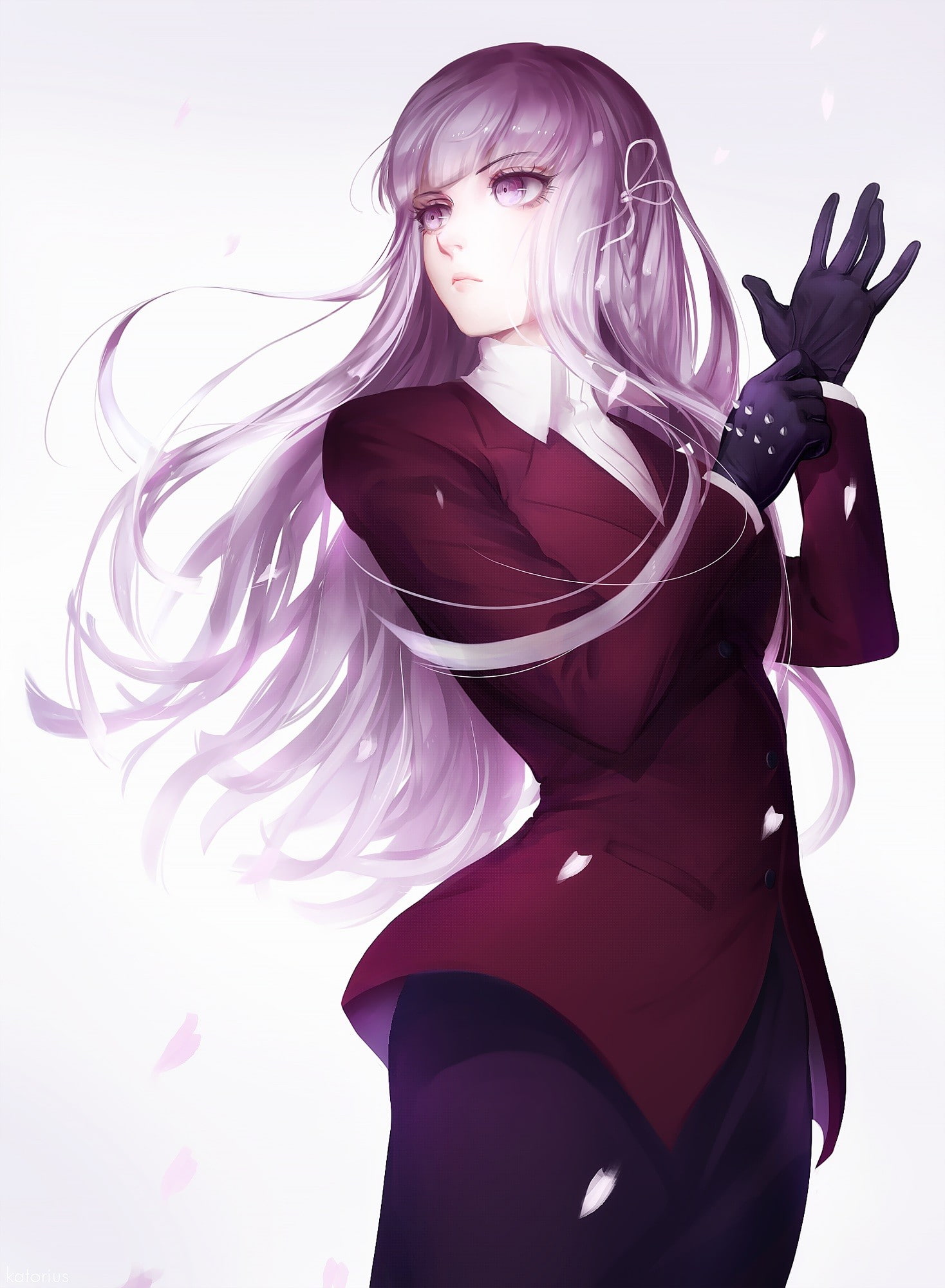 anime girls, Kirigiri Kyouko, long hair, anime, purple eyes, Danganronpa, 1080P, purple hair, Phone HD Wallpaper