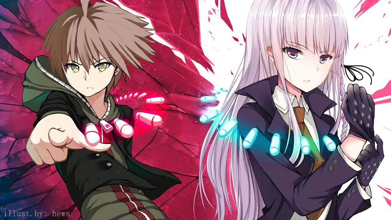 anime, two, female, 720P, male, Danganronpa, Makoto Naegi, Kyōko Kirigiri, characters, HD Wallpaper