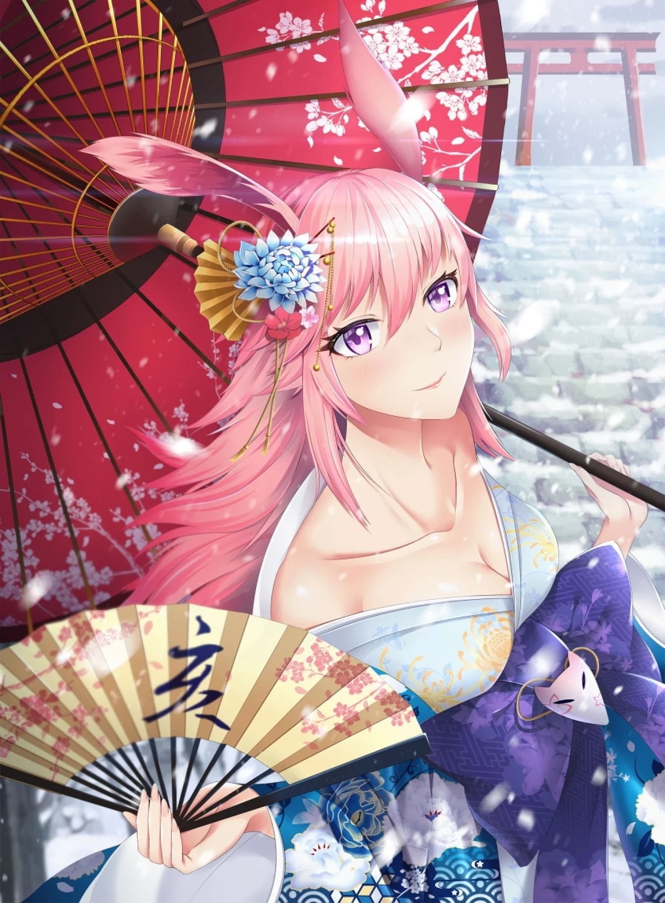 long hair, pink hair, Honkai Impact 3rd, 720P, anime, umbrella, anime girls, Honkai Impact, Phone HD Wallpaper
