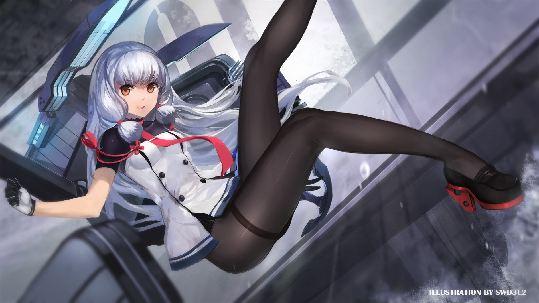 looking at camera, young women, anime girls, day, 720P, clothing, females, one person, Kantai Collection, front view, leisure activity, Murakumo (KanColle), HD Wallpaper
