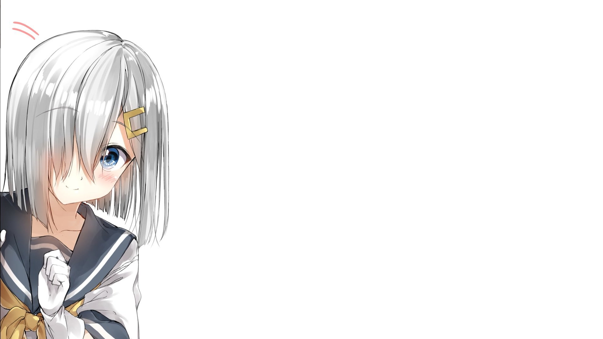 portrait, looking at camera, Kantai Collection, front view, sailor uniform, white, representation, 1080P, anime, young adult, male likeness, simple background, HD Wallpaper
