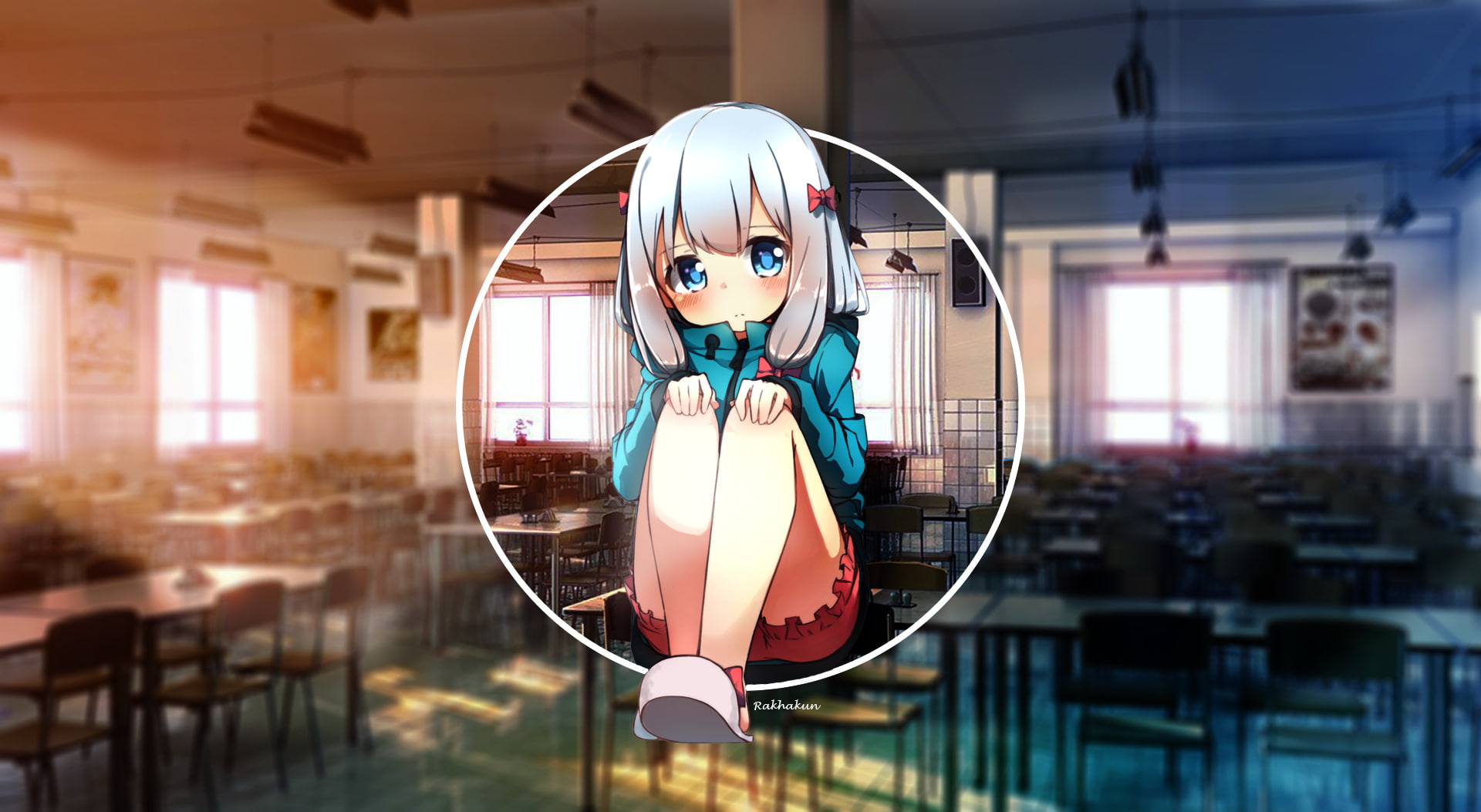 Eromanga-sensei, anime girls, shape, room, digital composite, geometric shape, front view, anime, built structure, arts culture and entertainment, illuminated, HD Wallpaper