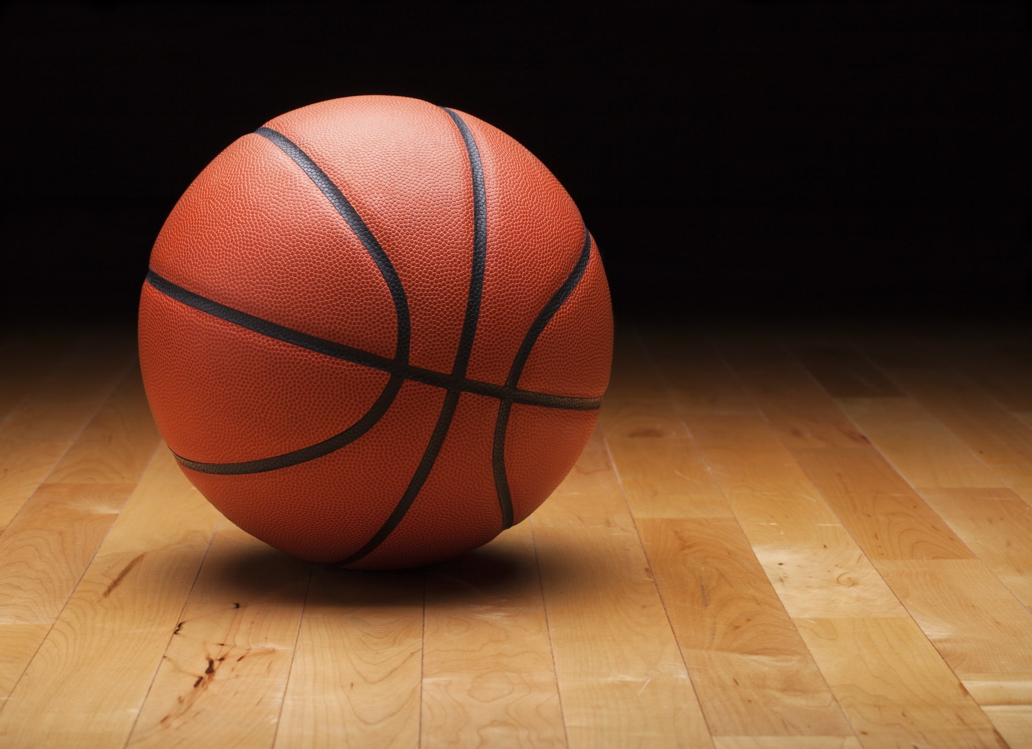 sports equipment, sphere, single object, hardwood floor, team sport, 1080P, court, ball, exercising, leather, wood - material, school gymnasium, close-up, HD Wallpaper