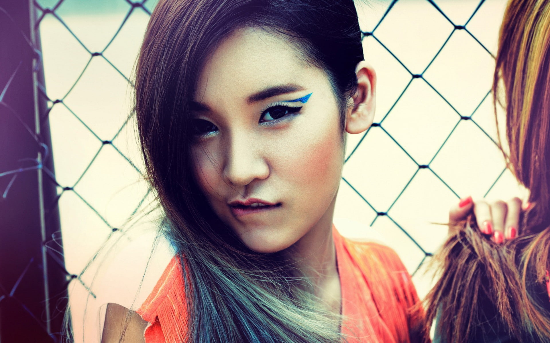 fence, Korean, Asian, glamour, women, 1080P, HD Wallpaper
