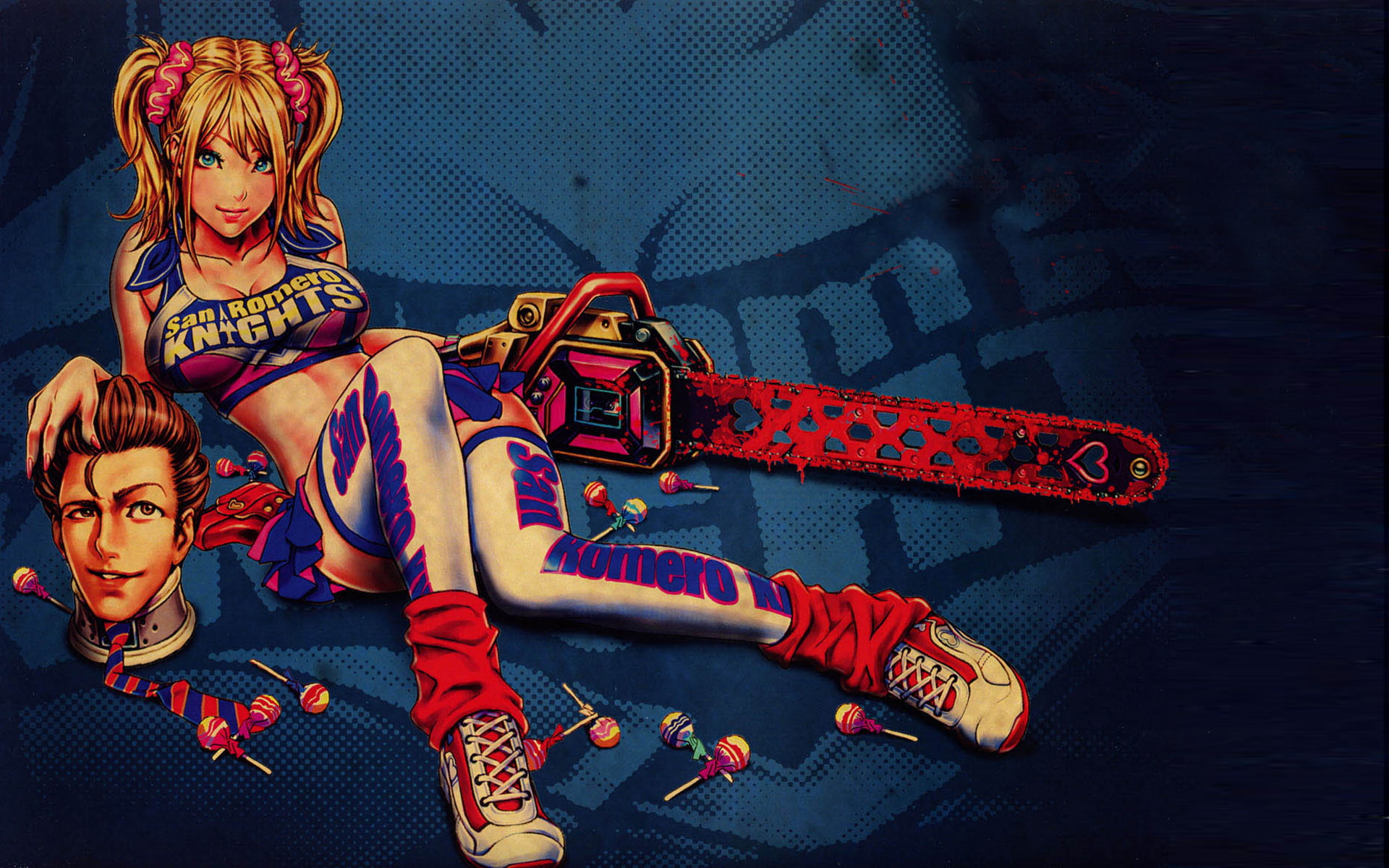 cheerleader, juliet, hd, lollipop, starling, blonde, chainsaw, 1080P, video games, HD Wallpaper