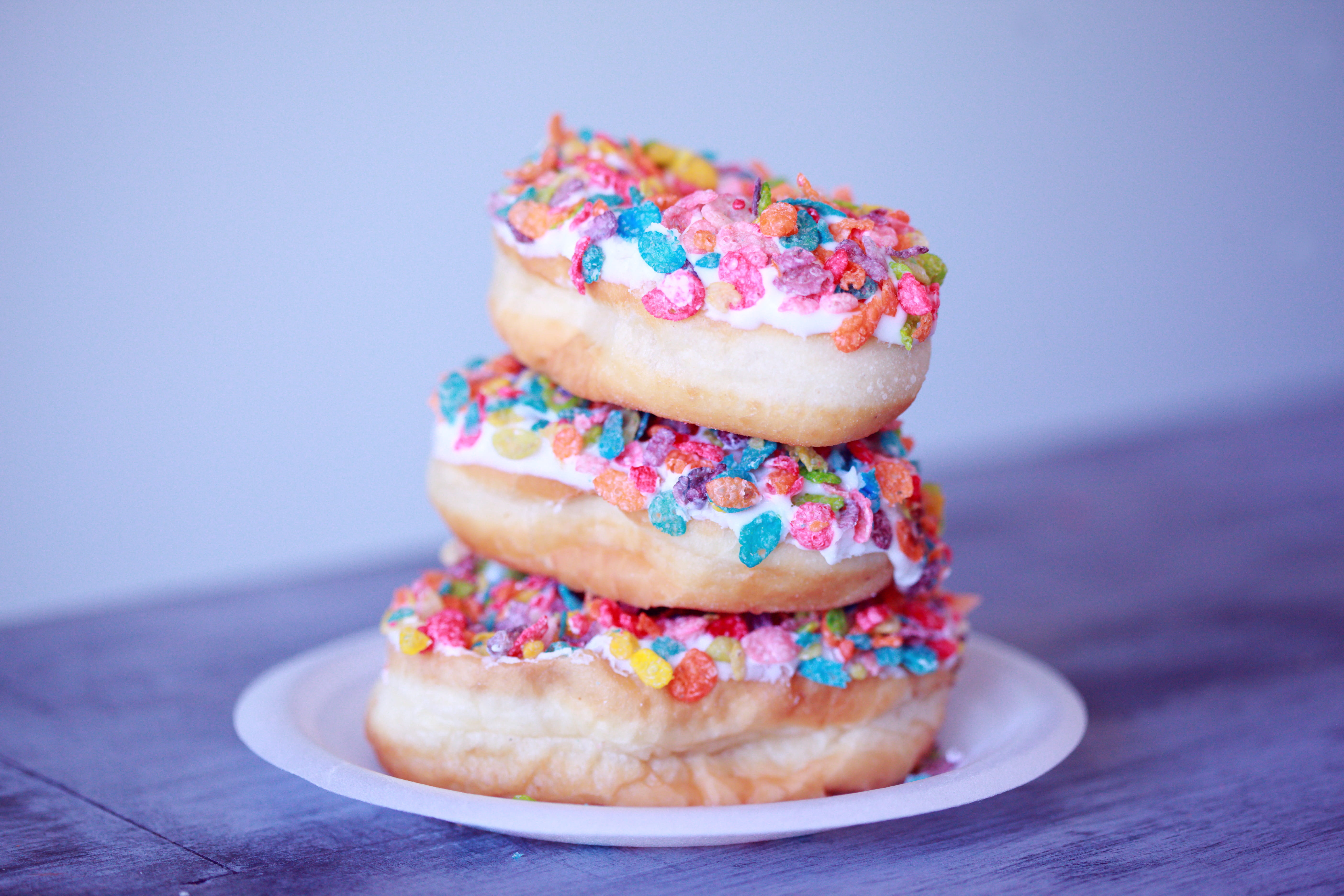 background, close-up, colors, treat, food and drink, sweet food, temptation, indulgence, sprinkles, homemade, colored background, 5K, three, blue background, HD Wallpaper