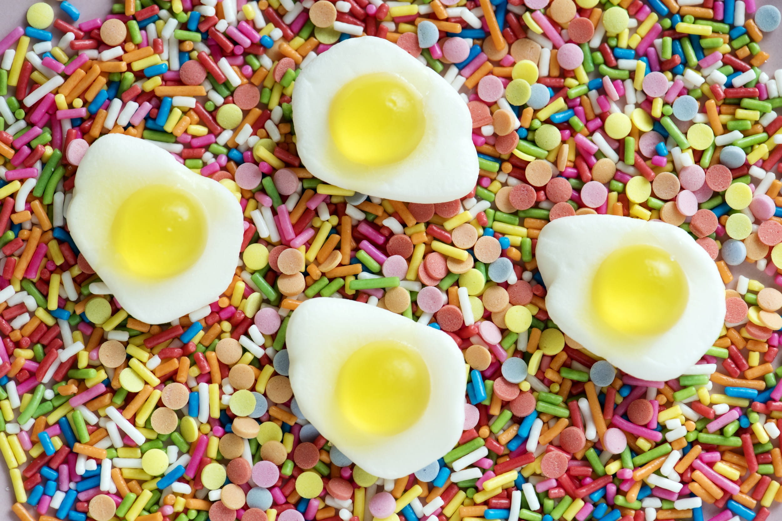 egg, candy, unhealthy, still life, confection, snack, variation, tasty, food and drink, closeup, sweetmeat, yellow, flat lay, food, yummy, freshness, 1080P, HD Wallpaper
