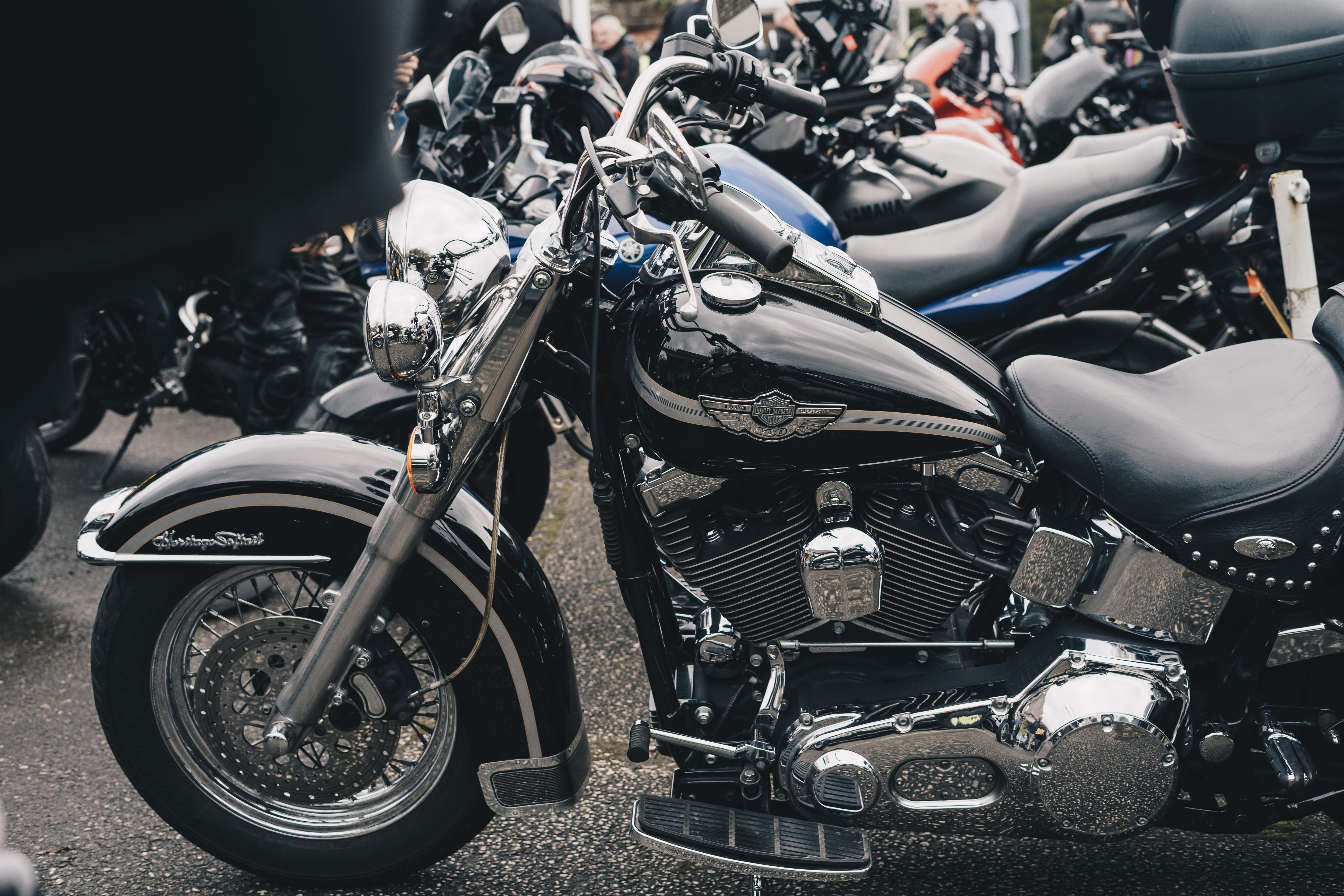 day, vintage, land vehicle, chrome, biker, motor, wheel, no people, handlebar, gang, black, close, the ride academy, machine, bicycle, scooter, stationary, HD Wallpaper