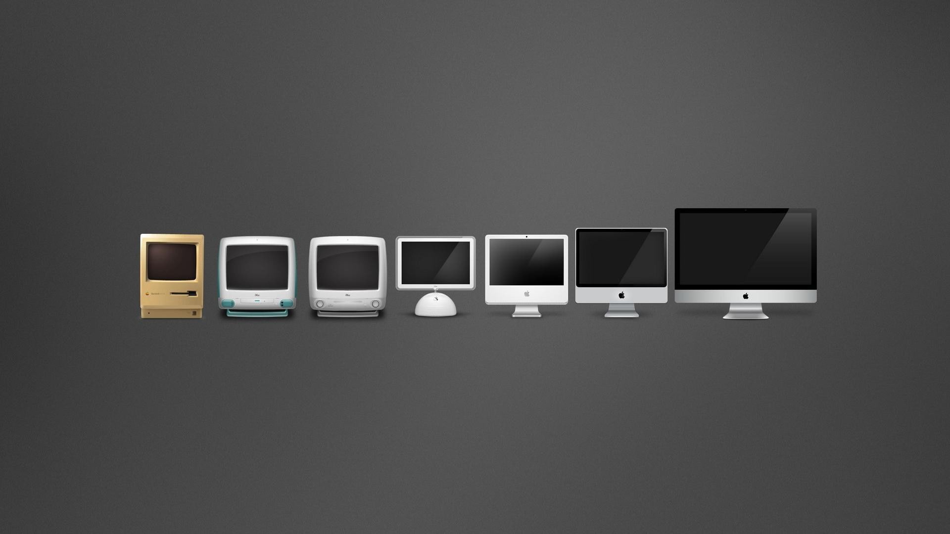evolution, minimalism, gray background, computer, 1080P, Apple Inc., imac, HD Wallpaper