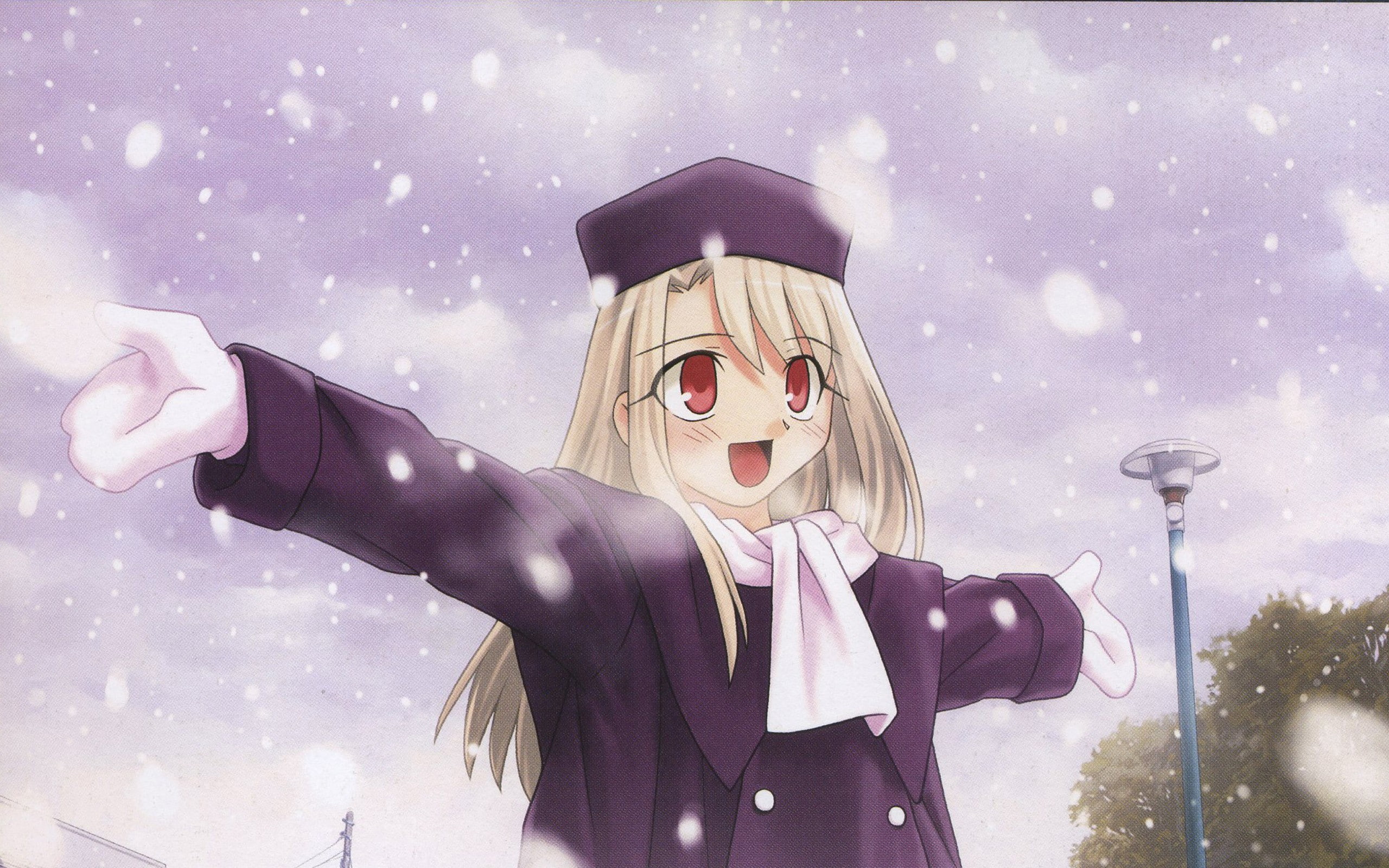 snow, Fate Series, sky, human body part, people, celebration, anime, fantasy, disguise, snowing, cold temperature, clothing, nature, holiday - event, 2K, HD Wallpaper