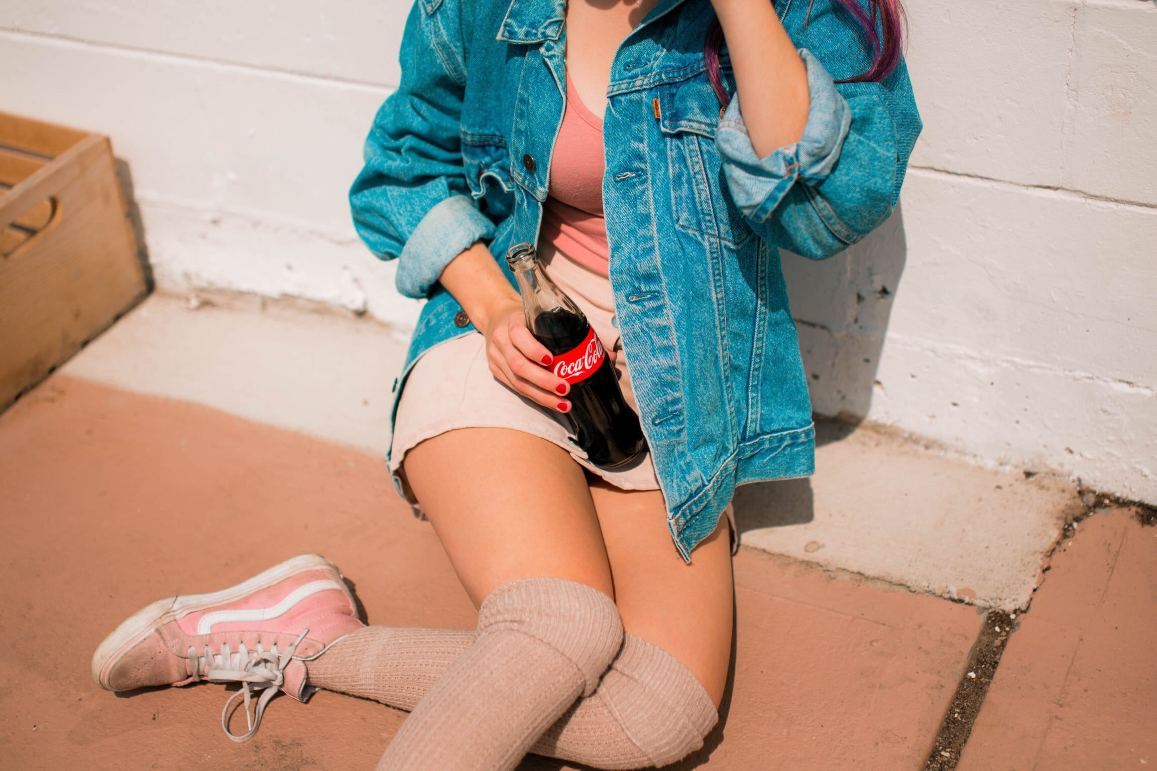 coca, low section, skirt, clothing, people, day, 1080P, teenager, women, floor, sitting, coca cola, leisure activity, sneakers, portrait, two people, holding, HD Wallpaper