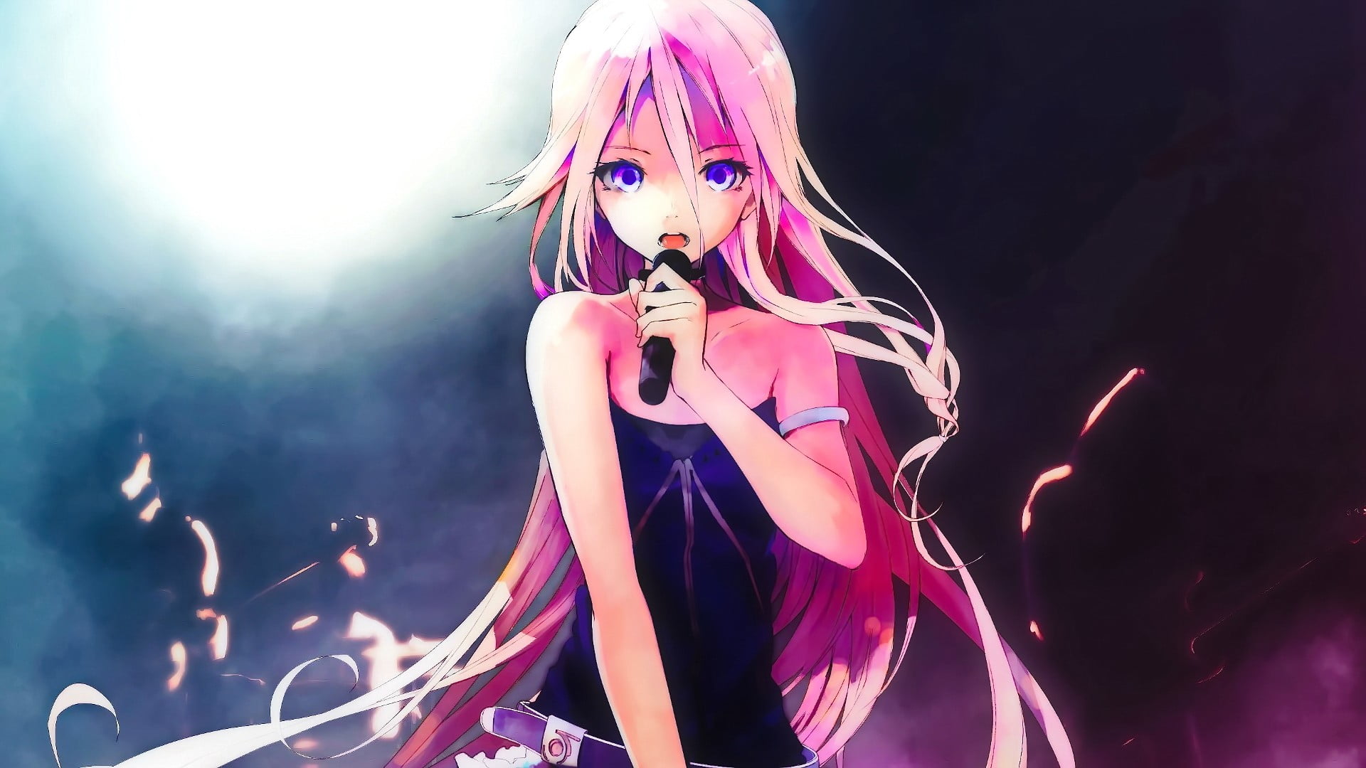 performance, stage - performance space, adult, IA (Vocaloid), real people, hairstyle, dyed hair, one person, night, stage, illuminated, beauty, event, music festival, HD Wallpaper