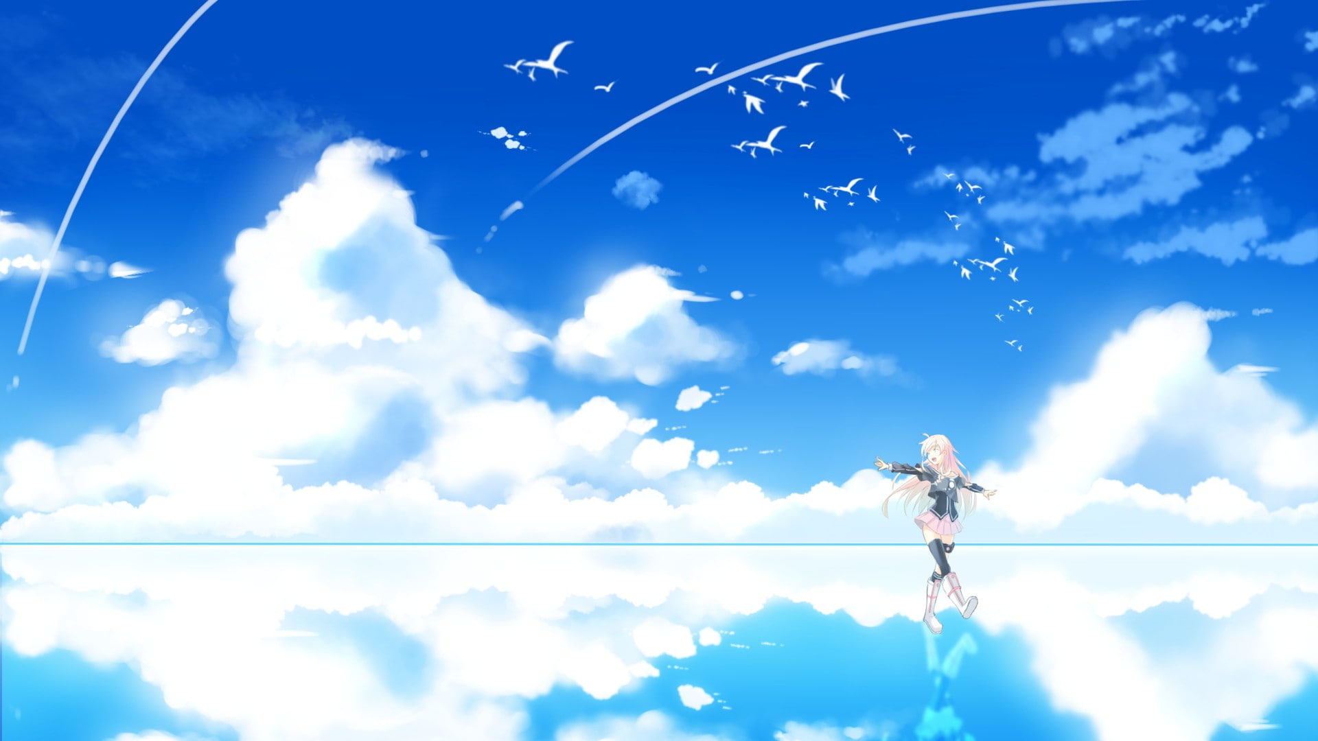 Vocaloid, IA (Vocaloid), anime girls, 1080P, clouds, HD Wallpaper
