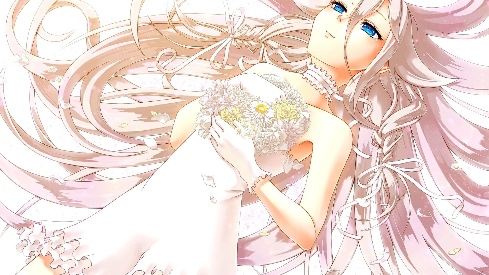 1080P, wedding dress, anime, Vocaloid, IA (Vocaloid), anime girls, white dress, HD Wallpaper