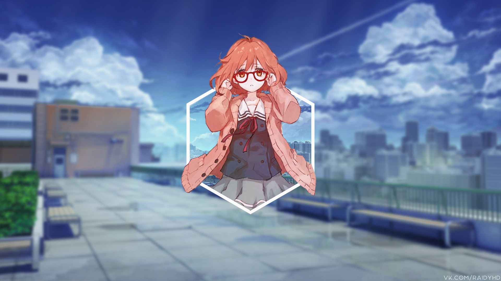 school, Kyoukai no Kanata, anime girls, Kuriyama Mirai, 1080P, picture-in-picture, school uniform, anime, HD Wallpaper