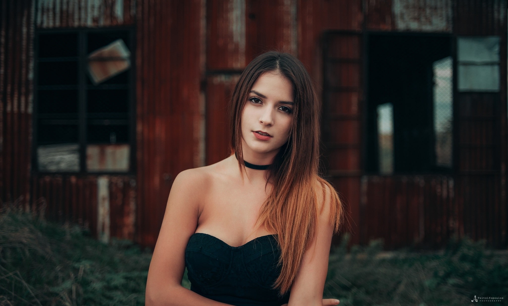 women, choker, face, 1080P, portrait, HD Wallpaper
