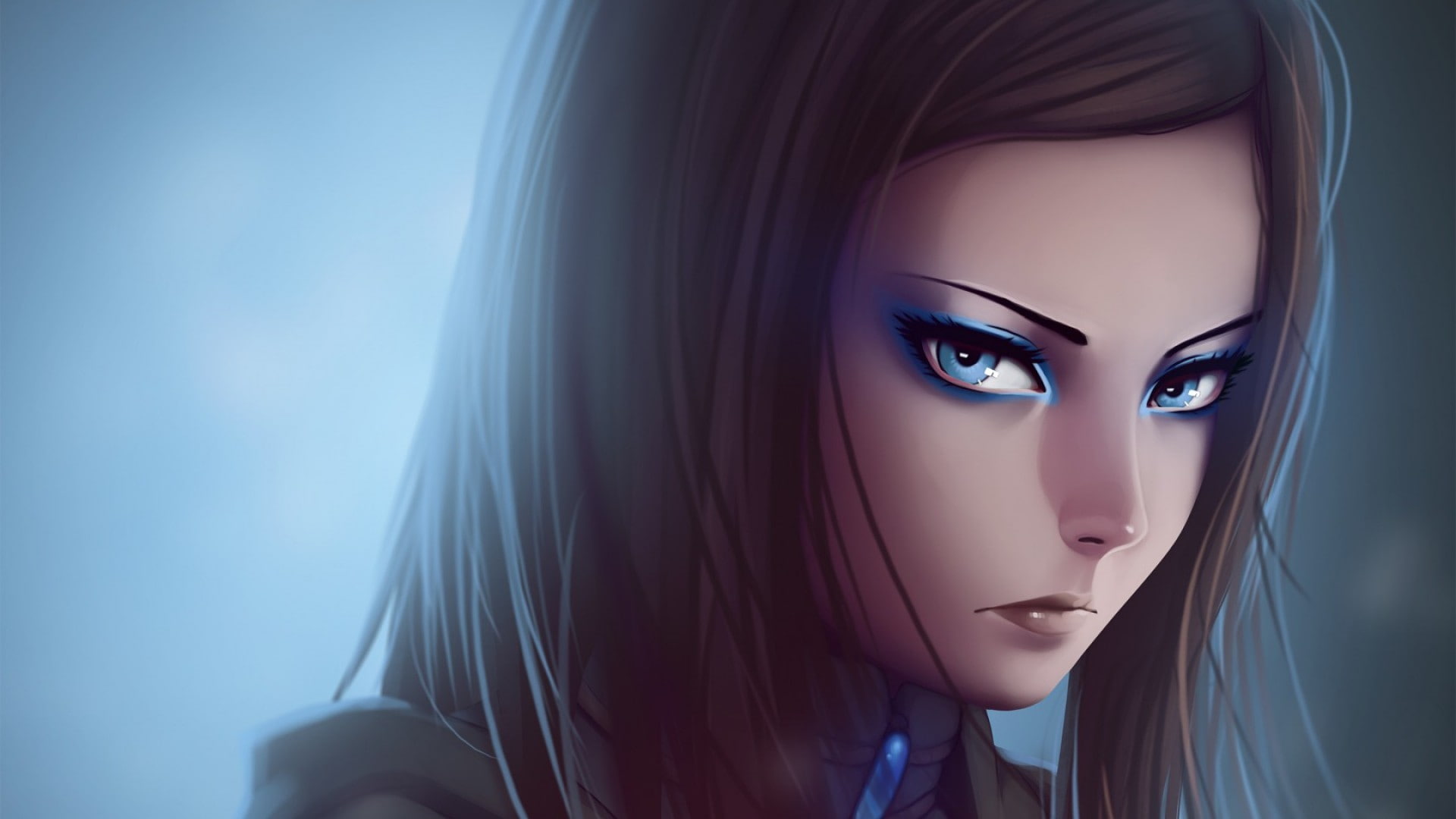 adult, anime, indoors, beautiful woman, one person, human face, body part, beauty, fashion, headshot, purple, Re-l Mayer, young adult, anime girls, make-up, HD Wallpaper