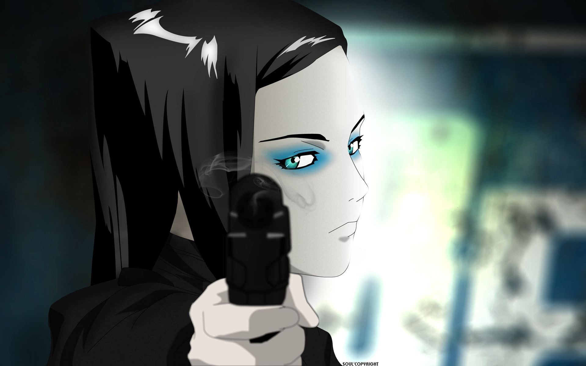 toy, anime girls, representation, 1080P, focus on foreground, mannequin, disguise, machine gun, indoors, creativity, male likeness, female likeness, Ergo Proxy, HD Wallpaper