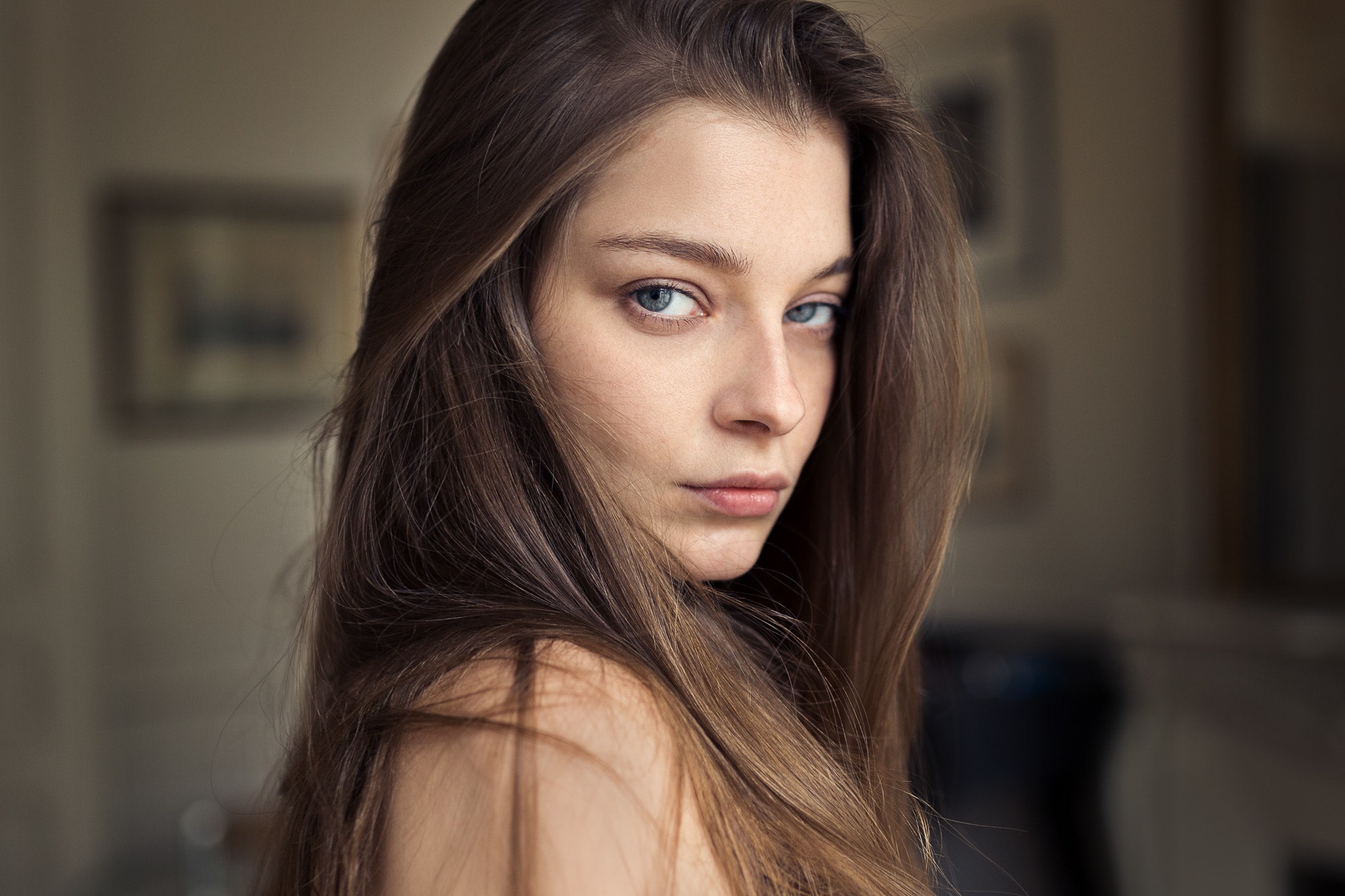 contemplation, hair, young adult, headshot, beautiful people, beauty, women, brown hair, looking at camera, face, Indiana A, portrait, hairstyle, young women, HD Wallpaper