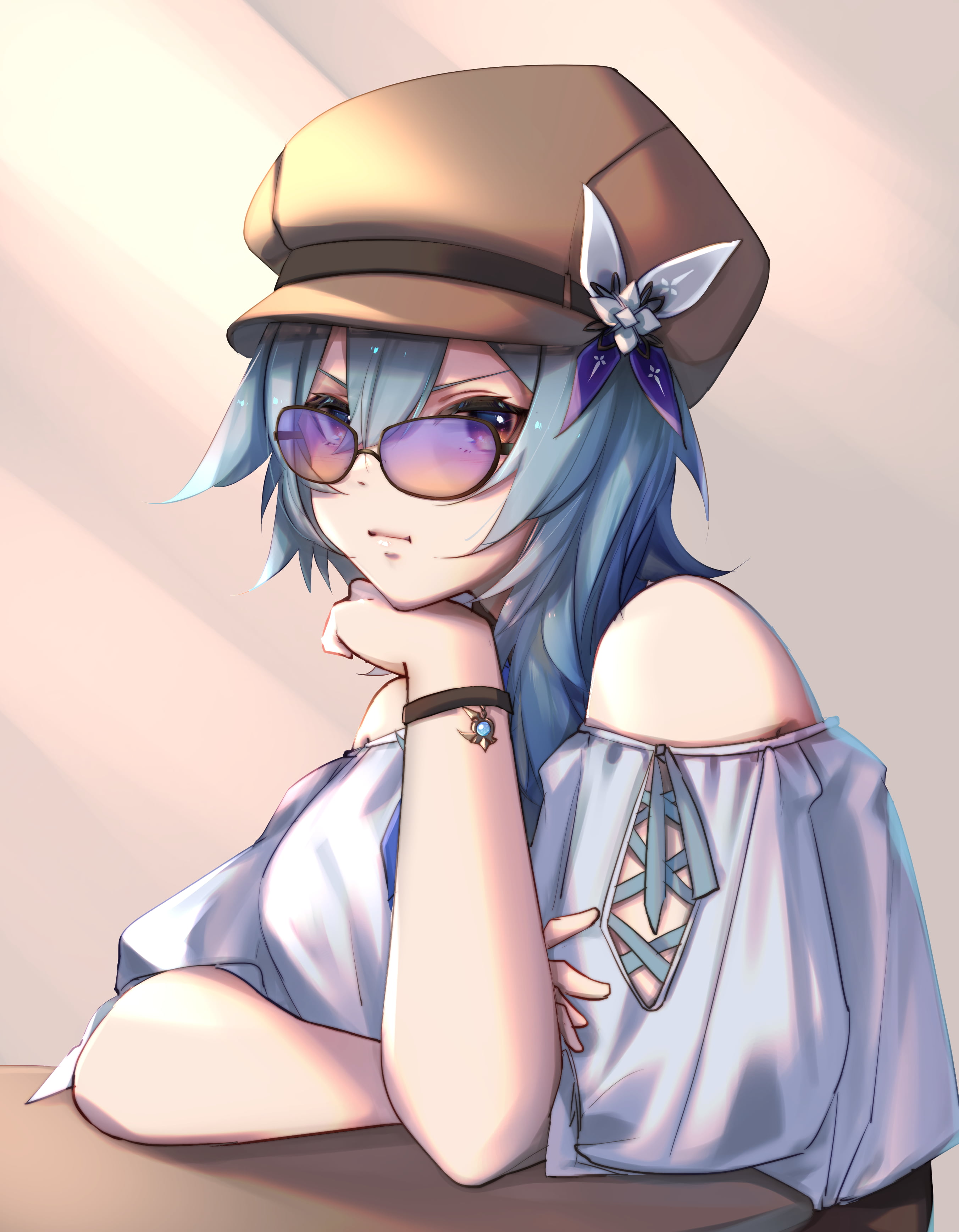 Genshin Impact, Eula(Genshin impact), 2K, anime girls eating, Phone HD Wallpaper