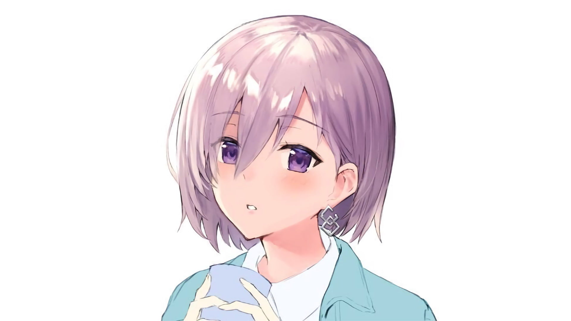 young women, hairstyle, minimalism, portrait, pink hair, simple background, one person, close-up, anime girls eating, digital composite, purple hair, cut out, HD Wallpaper