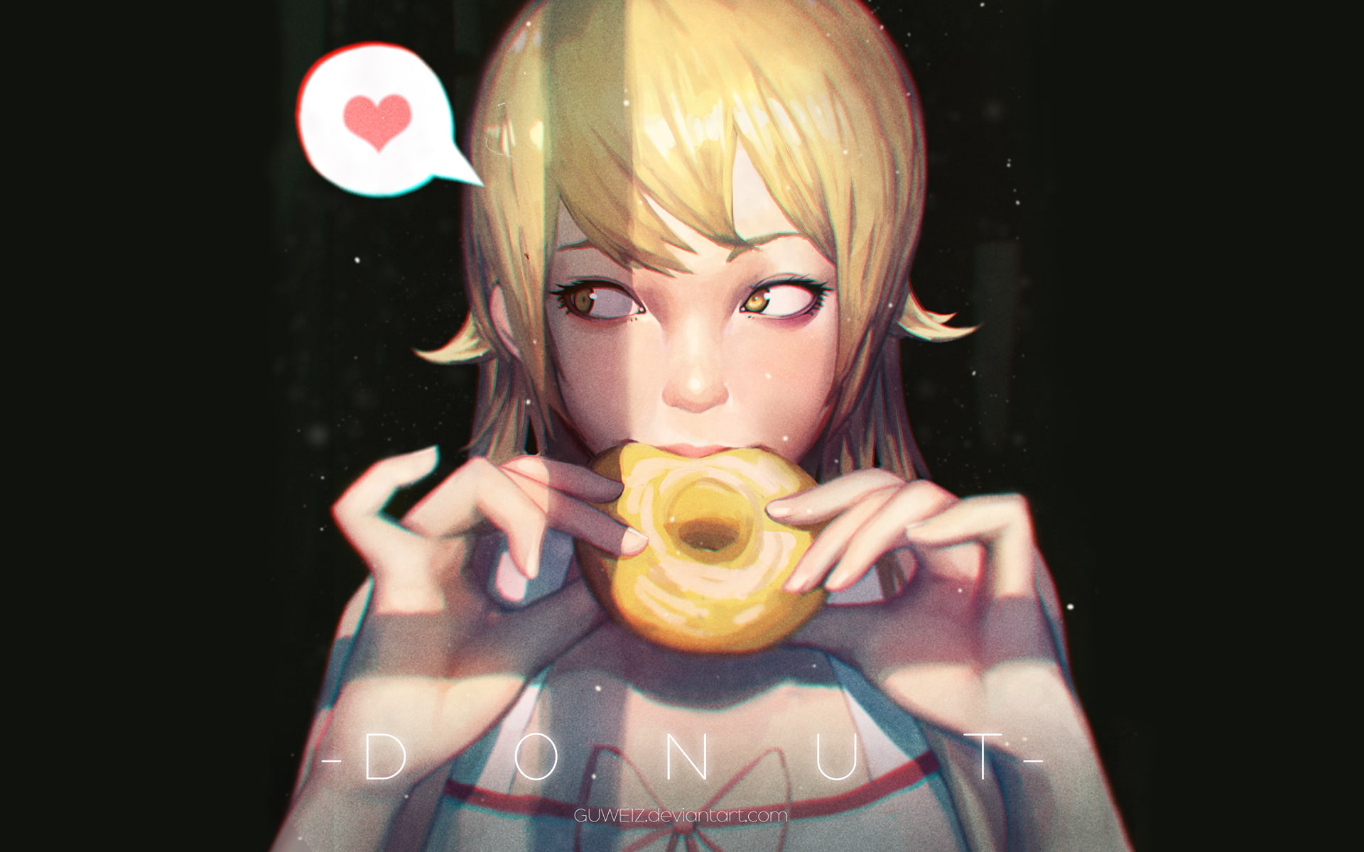 real people, food and drink, indoors, women, anime girls eating, Monogatari Series, close-up, representation, one person, anime girls, black background, HD Wallpaper