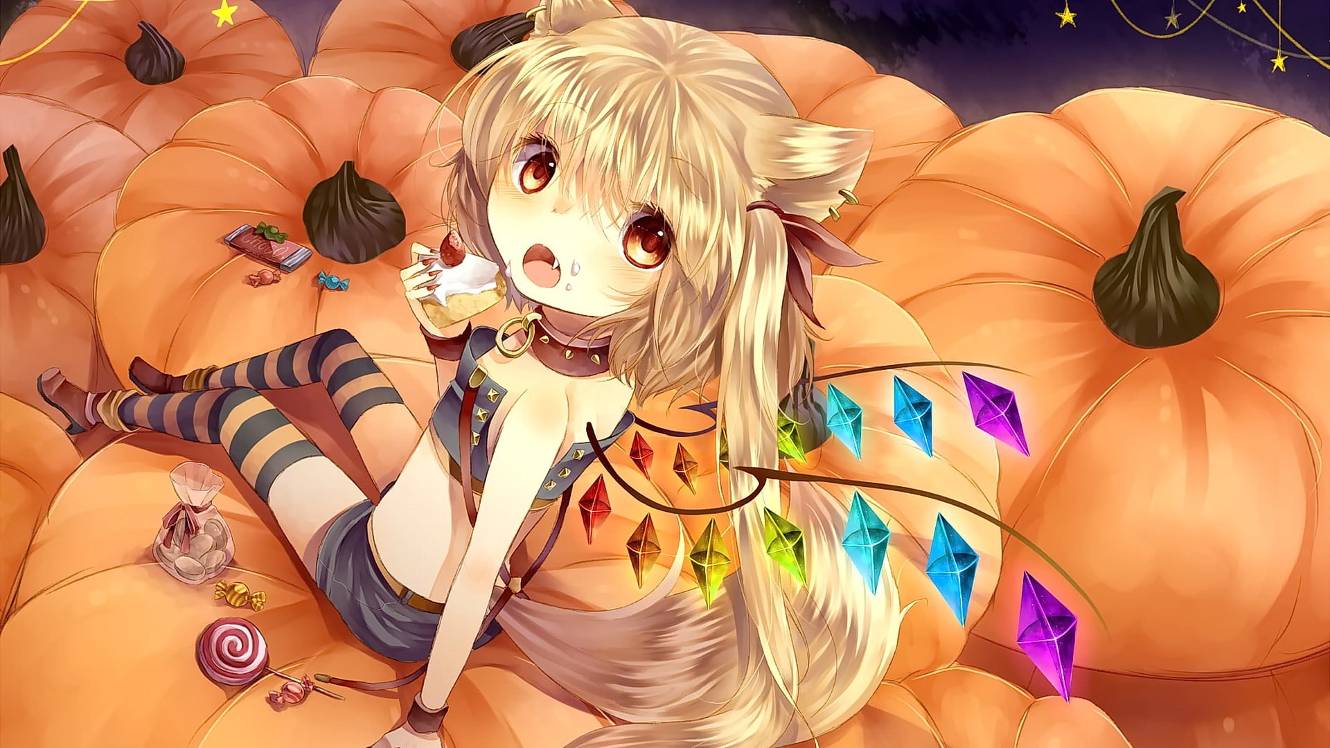 lifestyles, looking at viewer, real people, representation, women, toy, childhood, blond hair, 1080P, sitting, yellow eyes, animal ears, anime girls, indoors, HD Wallpaper