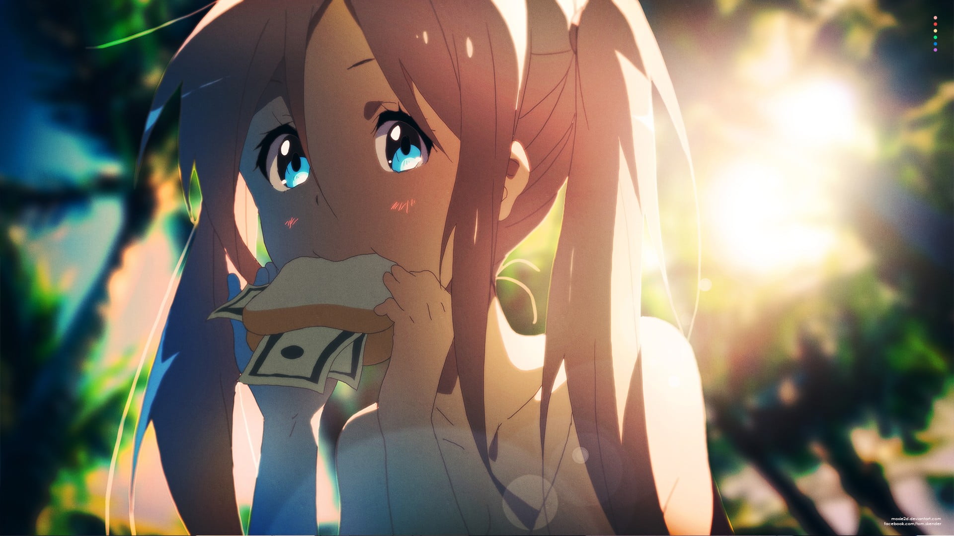 Tom Skender, anime, anime girls, original characters, eating, 1080P, HD Wallpaper