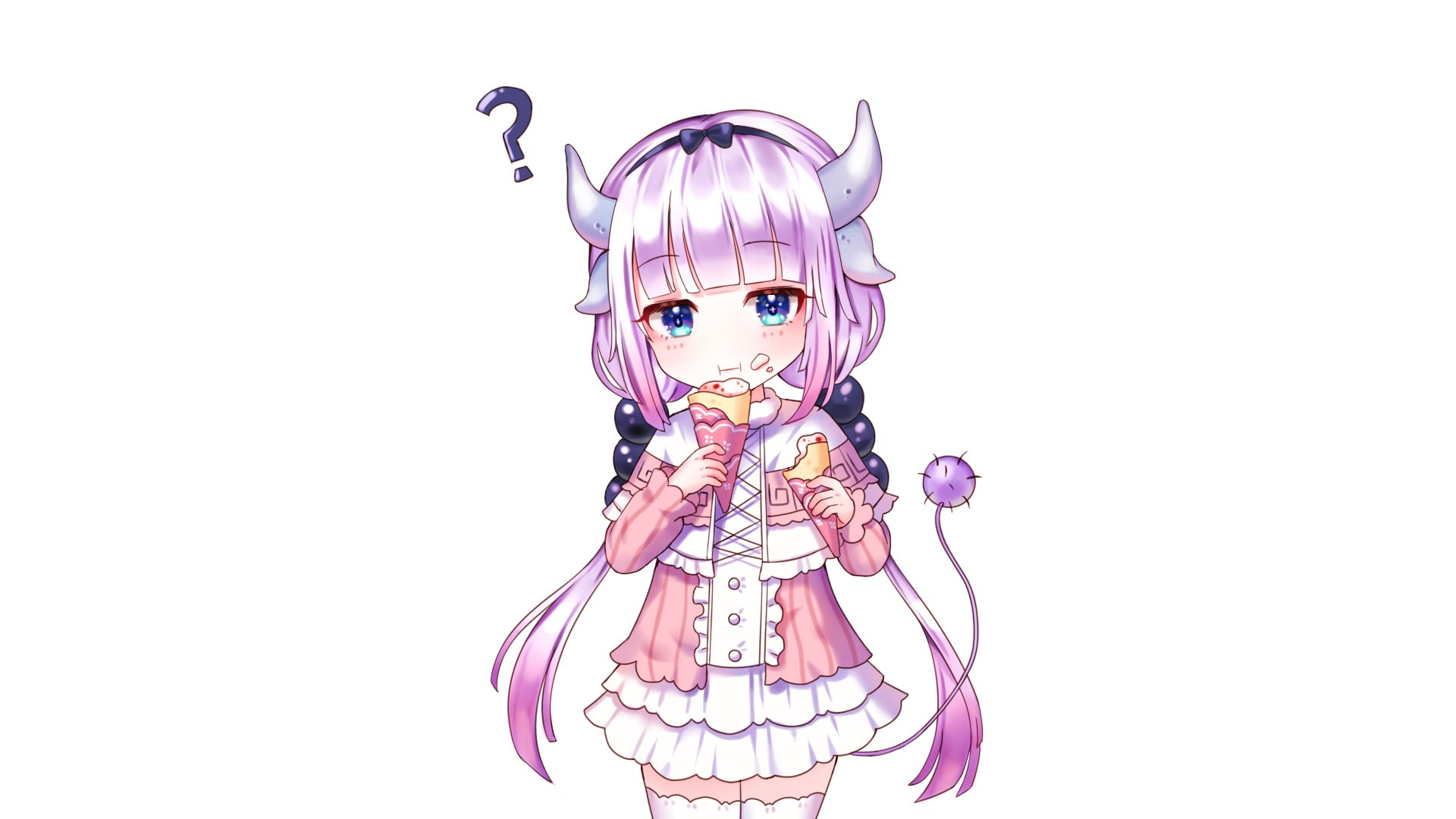 pink color, studio shot, anime girls, portrait, indoors, front view, cut out, creativity, white background, Kobayashi-san Chi no Maid Dragon, clothing, HD Wallpaper