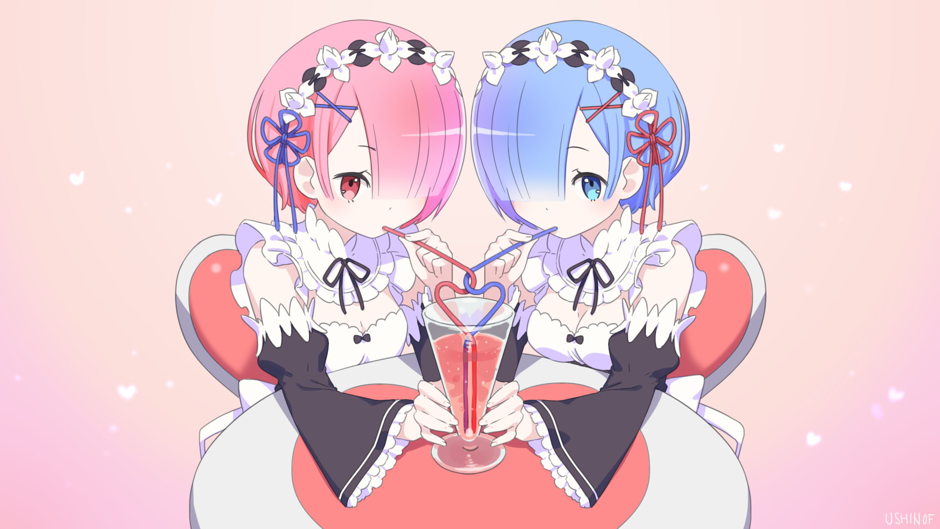 multi colored, close-up, maid outfit, Re:Zero Kara Hajimeru Isekai Seikatsu, representation, anime girls, anime, pink color, maid, nature, Rem (Re: Zero), HD Wallpaper