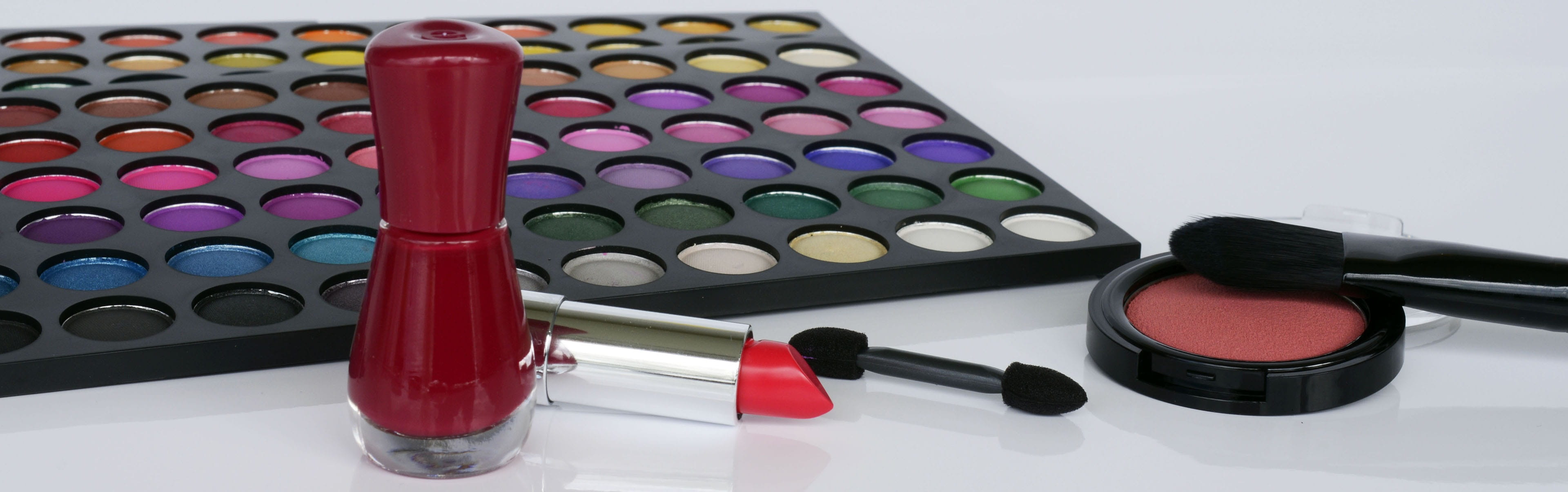 eye shadow, nail polish, color palette, new, make-up, blush - make-up, make up, palette, banner, body care and beauty, container, group of objects, beauty, HD Wallpaper