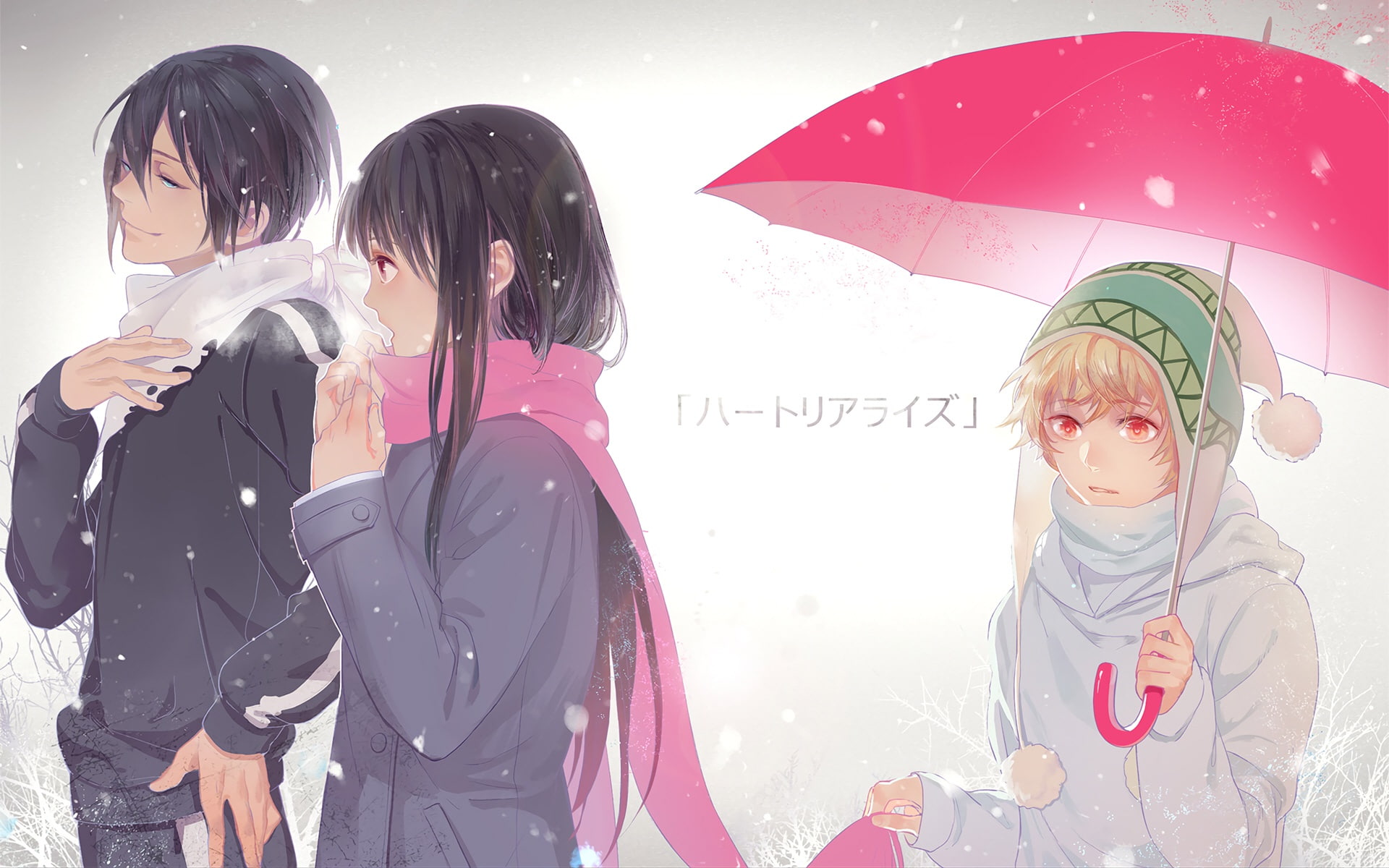 1080P, Yato, A Homeless God, Yukine, umbrella, Noragami, girl, HD Wallpaper