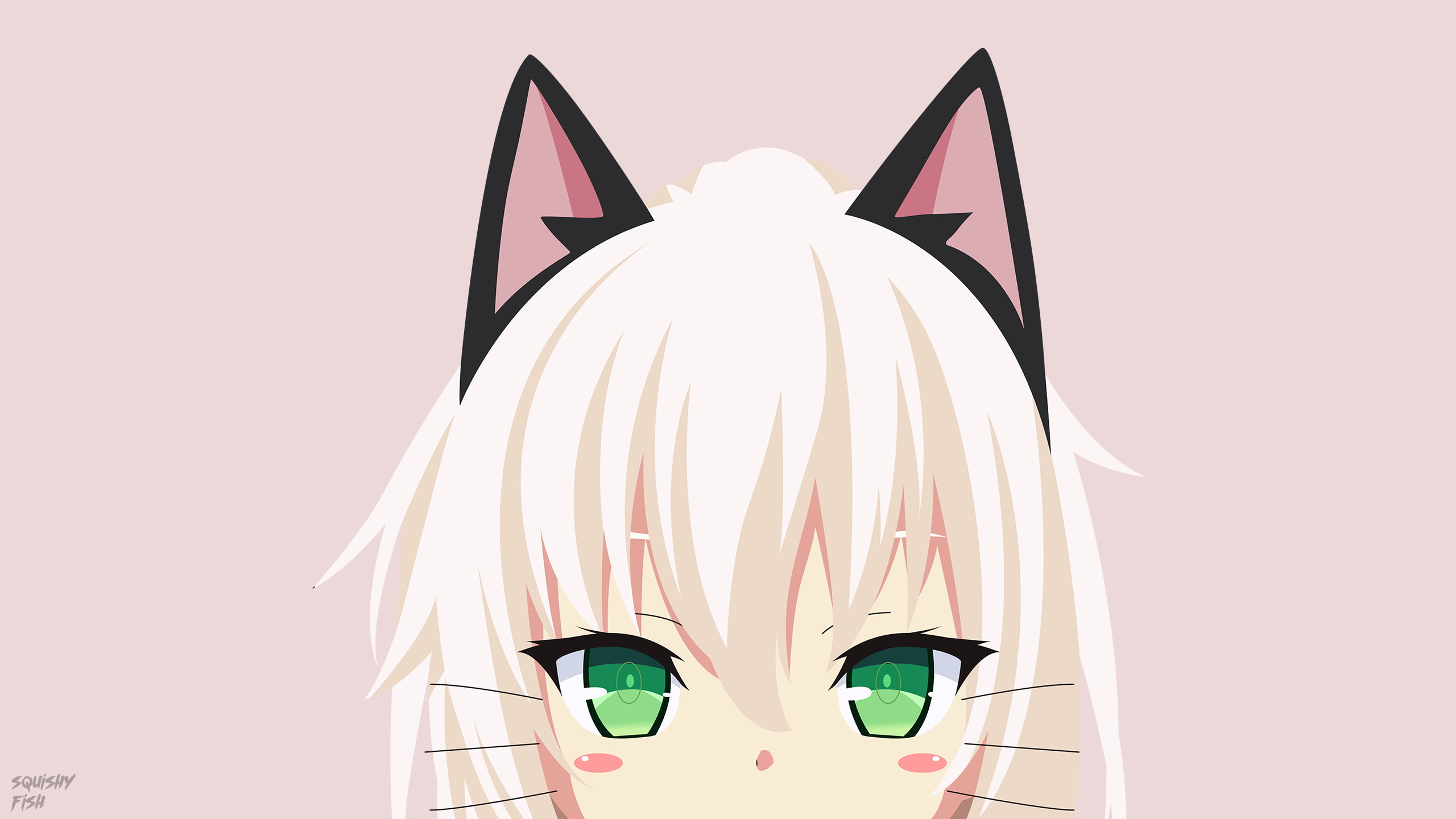 Nora to Oujo to Noraneko Heart, 2K, Anime, Green Eyes, Animal Ears, Shachi Yuuri, White Hair, Girl, HD Wallpaper