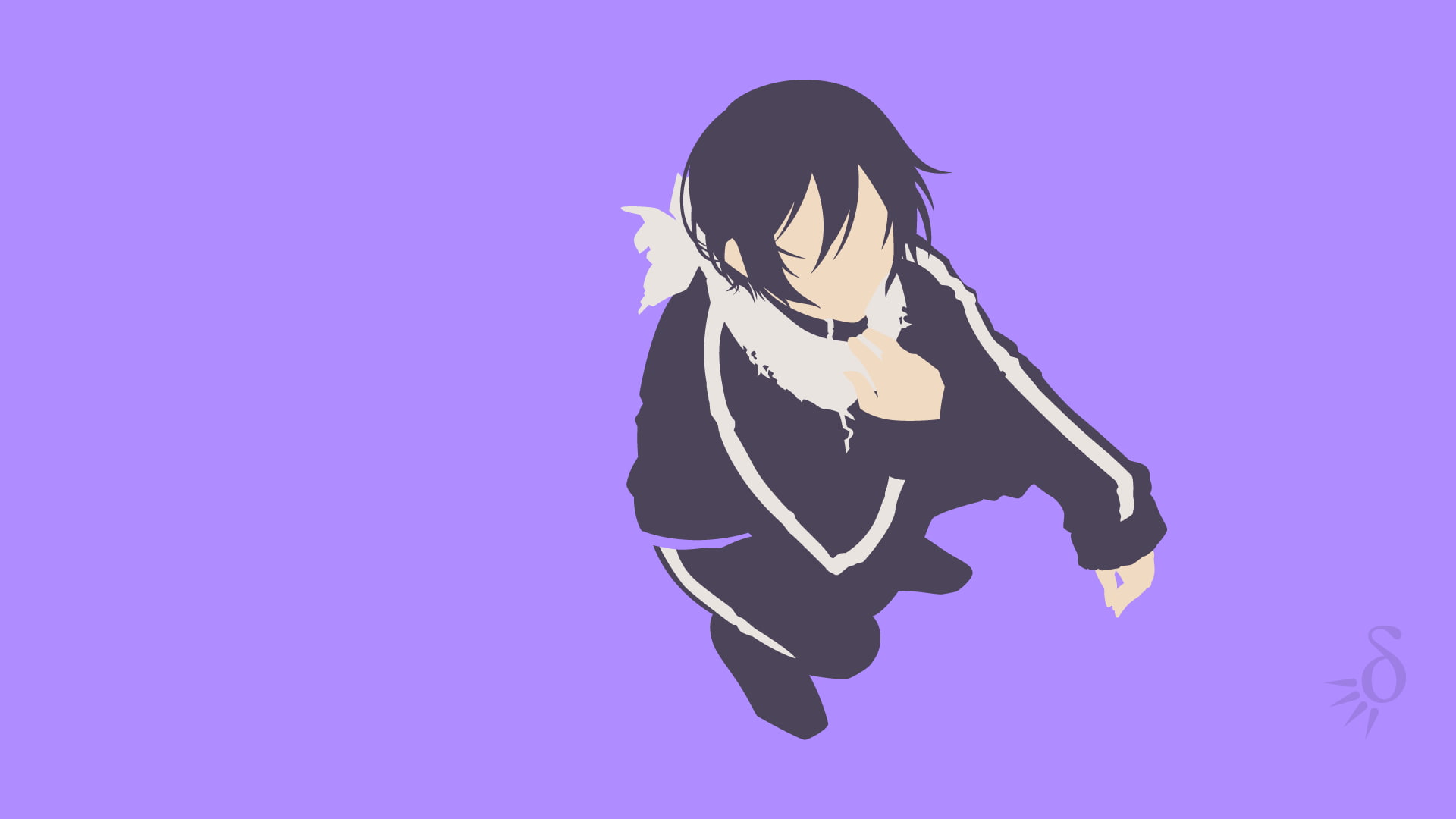 blue, Yato (Noragami), front view, silhouette, Noragami, colored background, real people, 1080P, clothing, cut out, one person, human body part, high angle view, HD Wallpaper