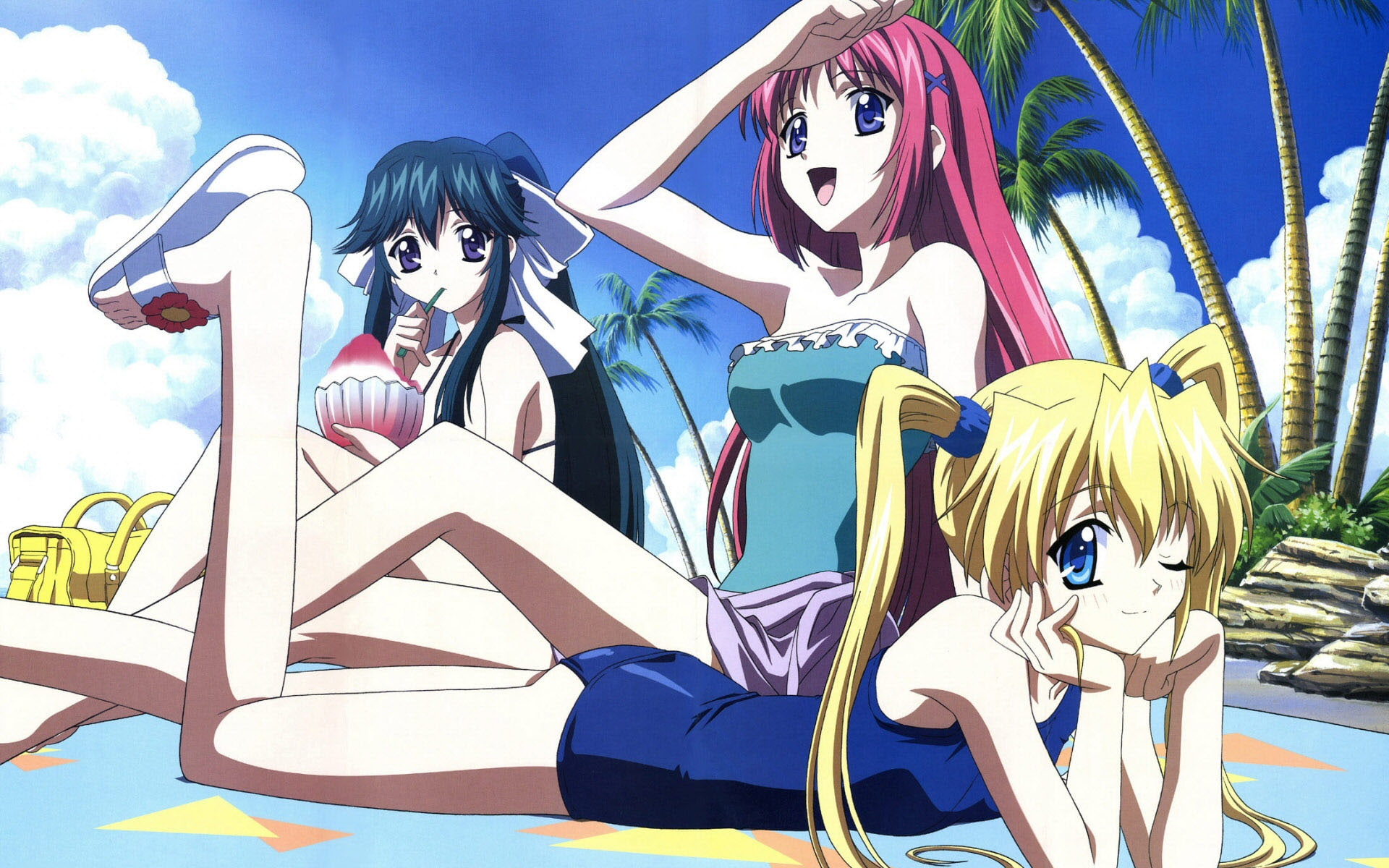 Sunbathing, Anime, Beach, 1080P, Girl, HD Wallpaper