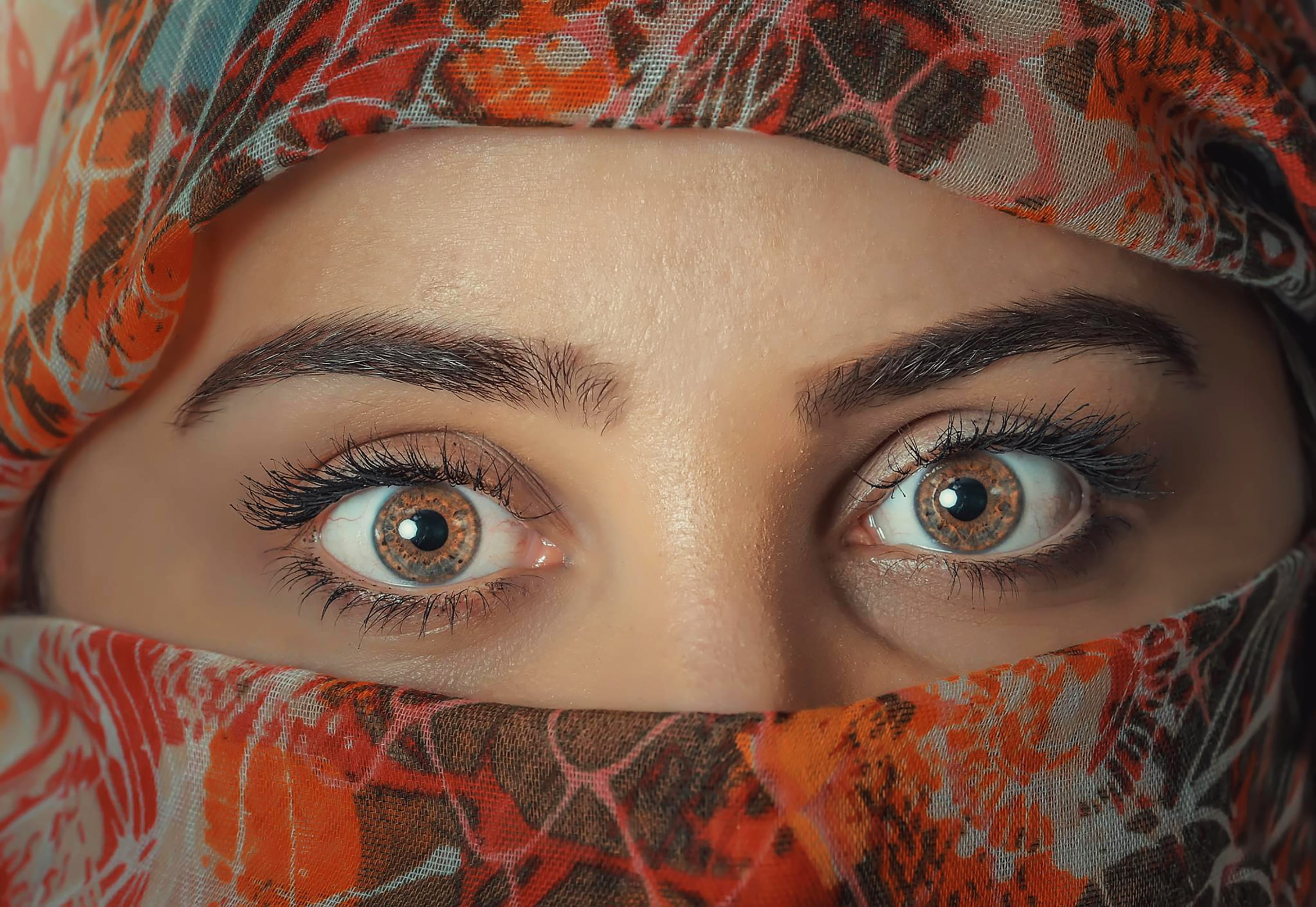 beautiful woman, photo, s, beauty, eyelash, human face, eye, close, human eye, women, scarf, one person, young adult, front view, person, fashion, girl, HD Wallpaper