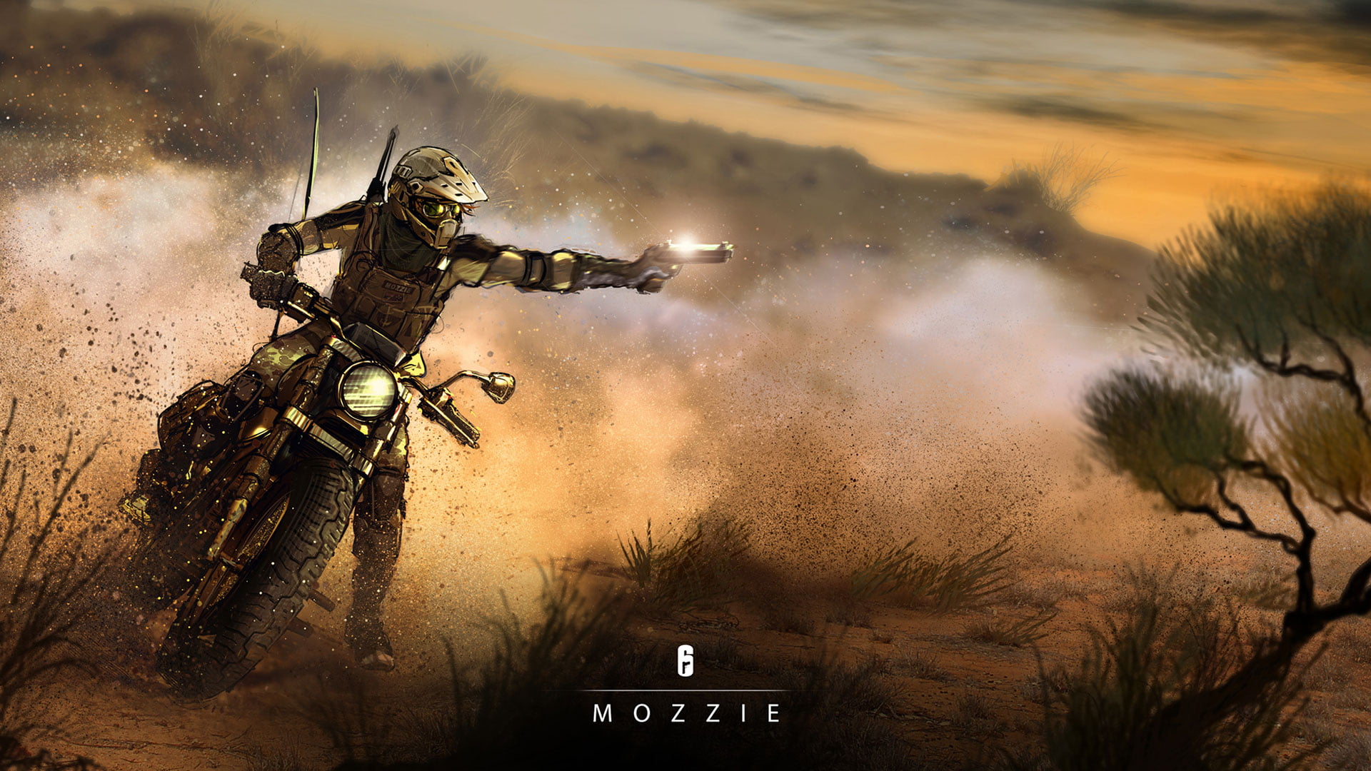 biker, games art, Video Game Art, 1080P, desert, helmet, artwork, pistol, Rainbow 6: Siege, dirt bikes, HD Wallpaper