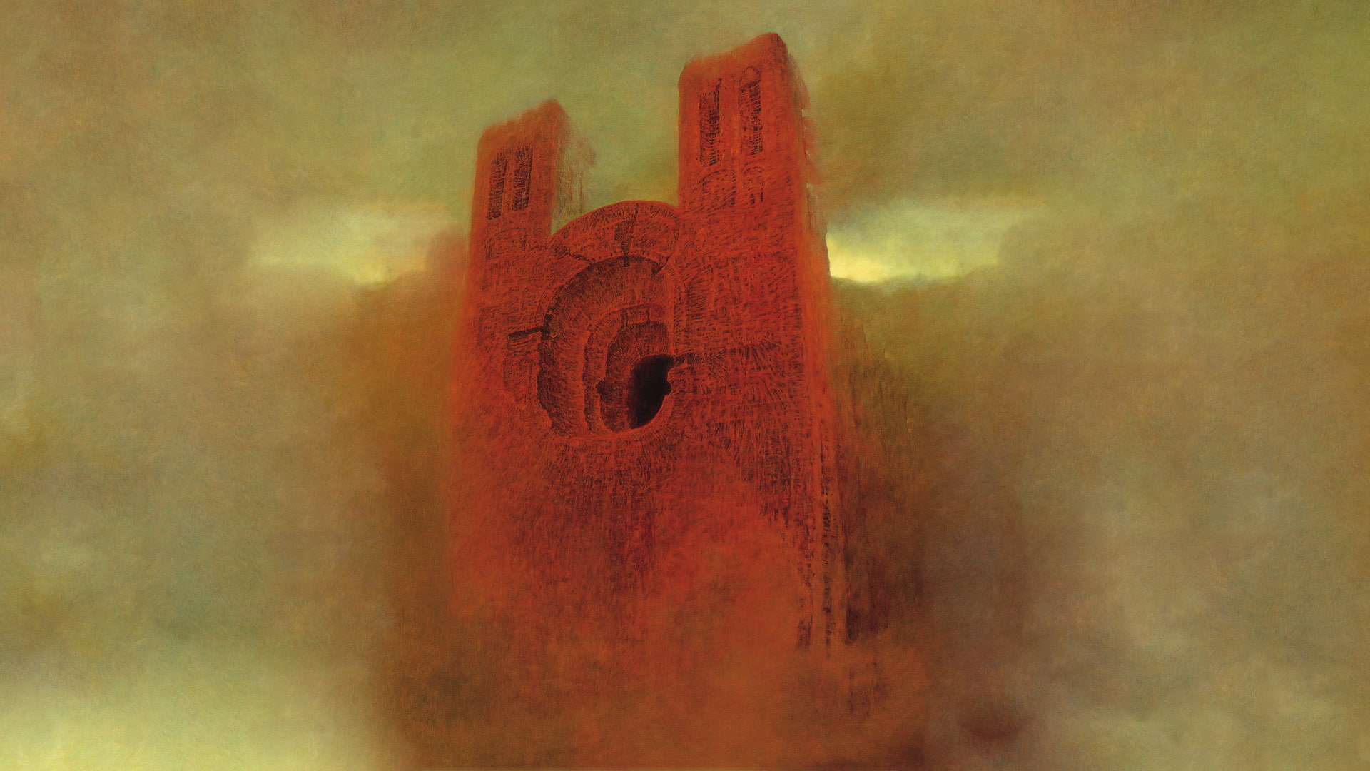 1080P, Polish, surreal, fantastic realism, creepy, Zdzisław Beksiński, HD Wallpaper