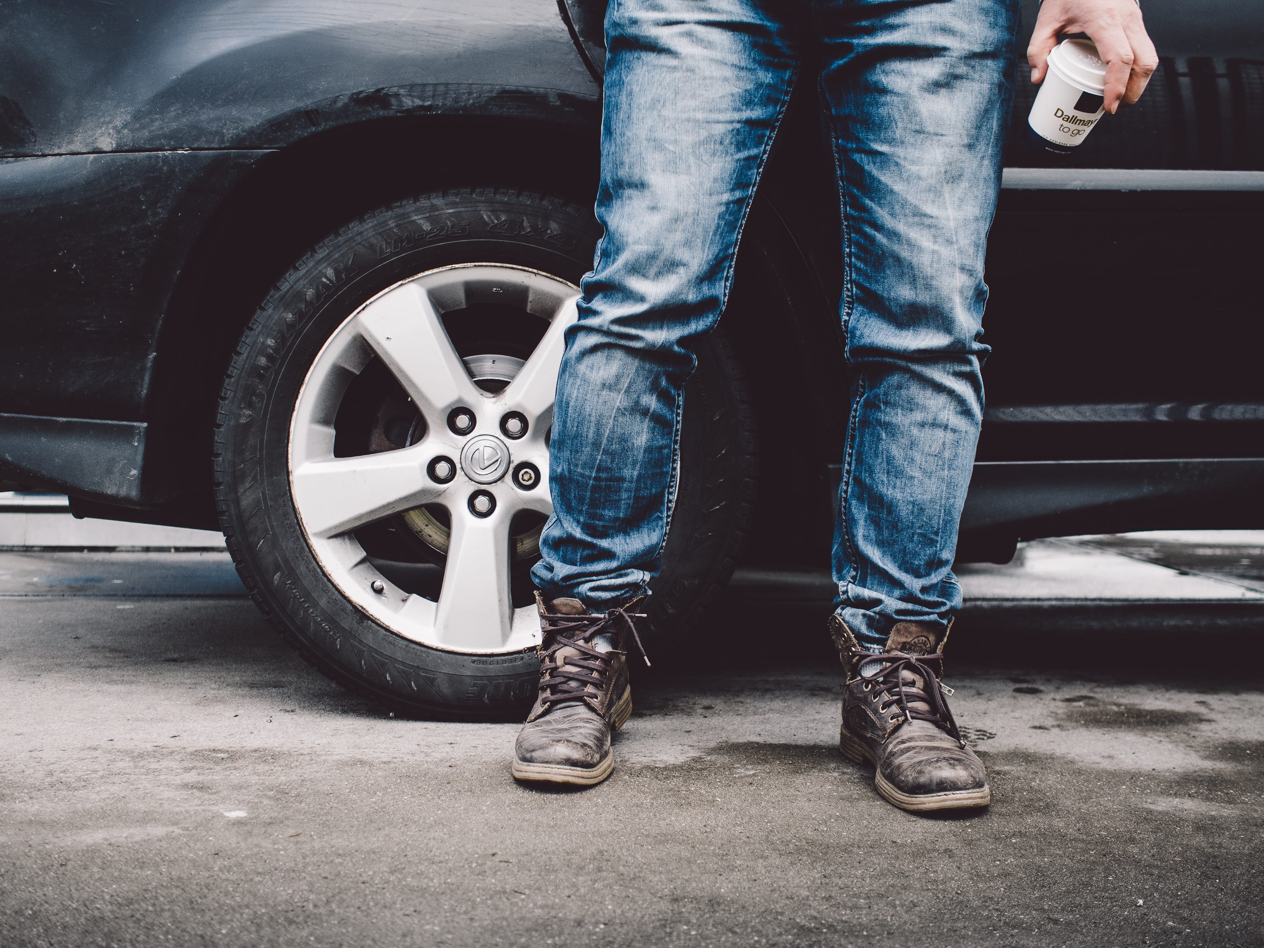 looking, mode of transportation, young, real people, repairing, jeans, person, male, fun, hand, human limb, day, car, land vehicle, human leg, tire, standing, HD Wallpaper