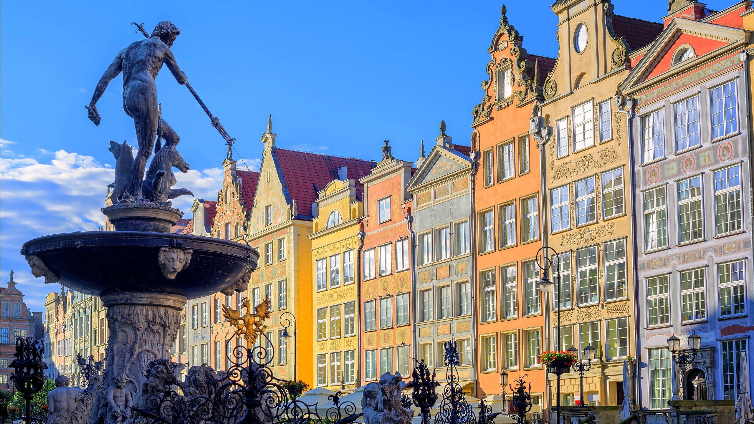 Neptunes Fountain, 2K, Poland, Gdańsk, HD Wallpaper